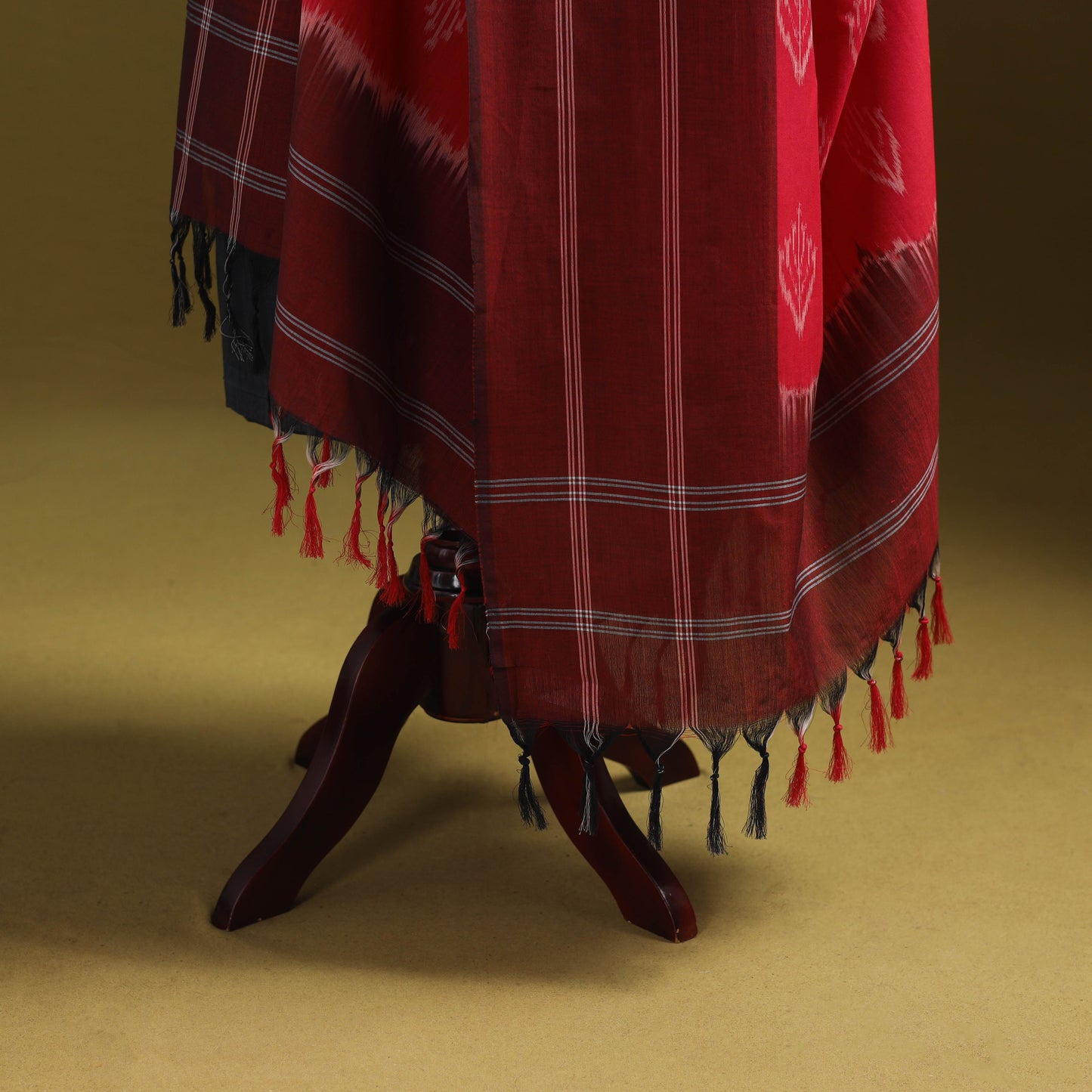 Red - mercerised cotton pochampally ikat dupatta 20