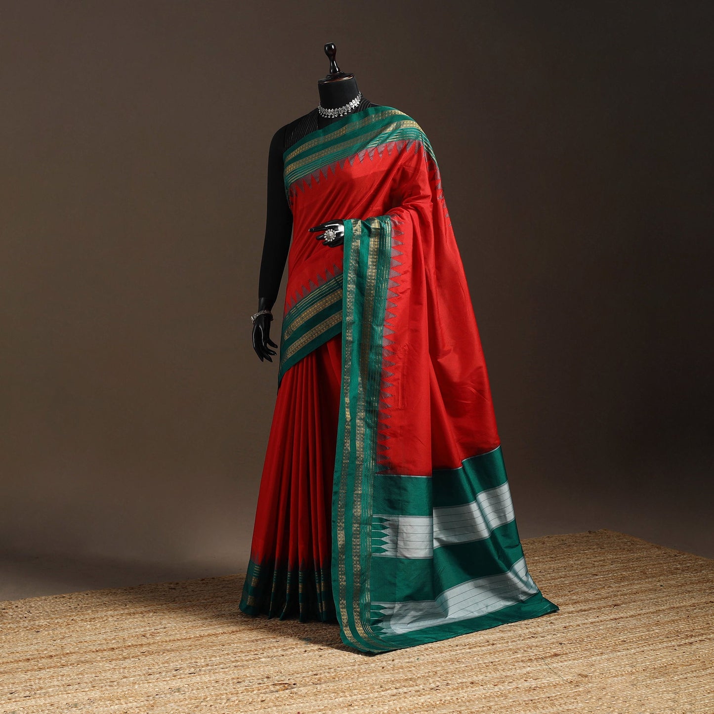 Mercerized cotton ilkal saree with rudraksha border 20