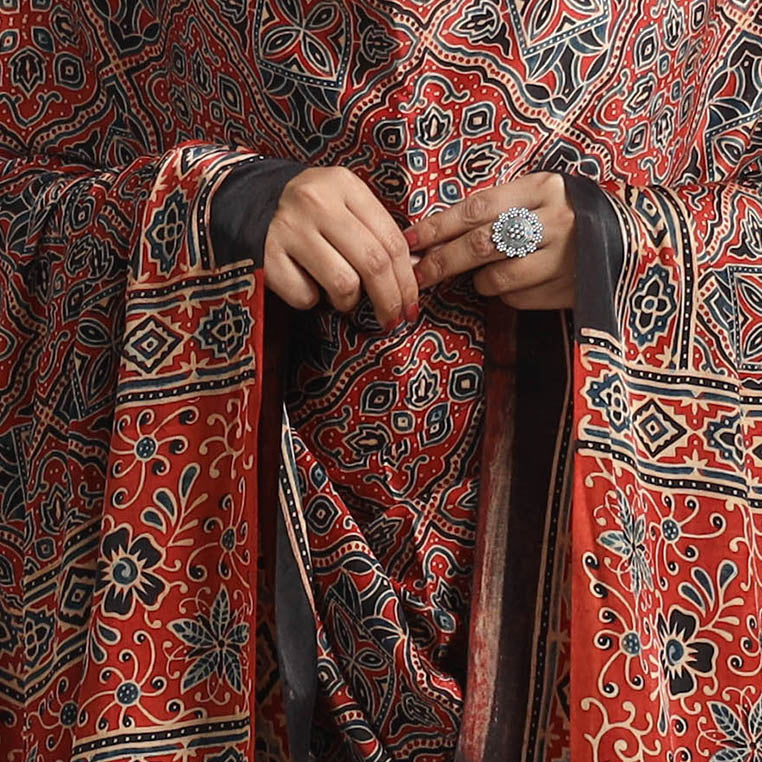 Red - modal silk dupatta 50 - handcrafted