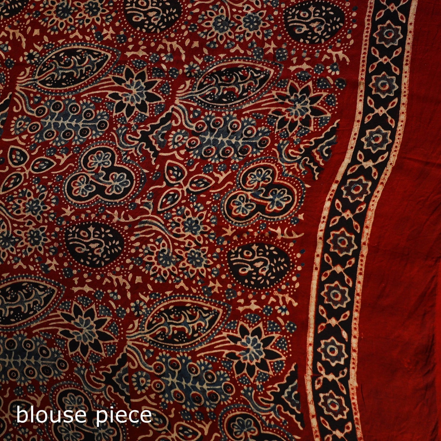 Red Modal Silk Block Print Ajrakh Saree