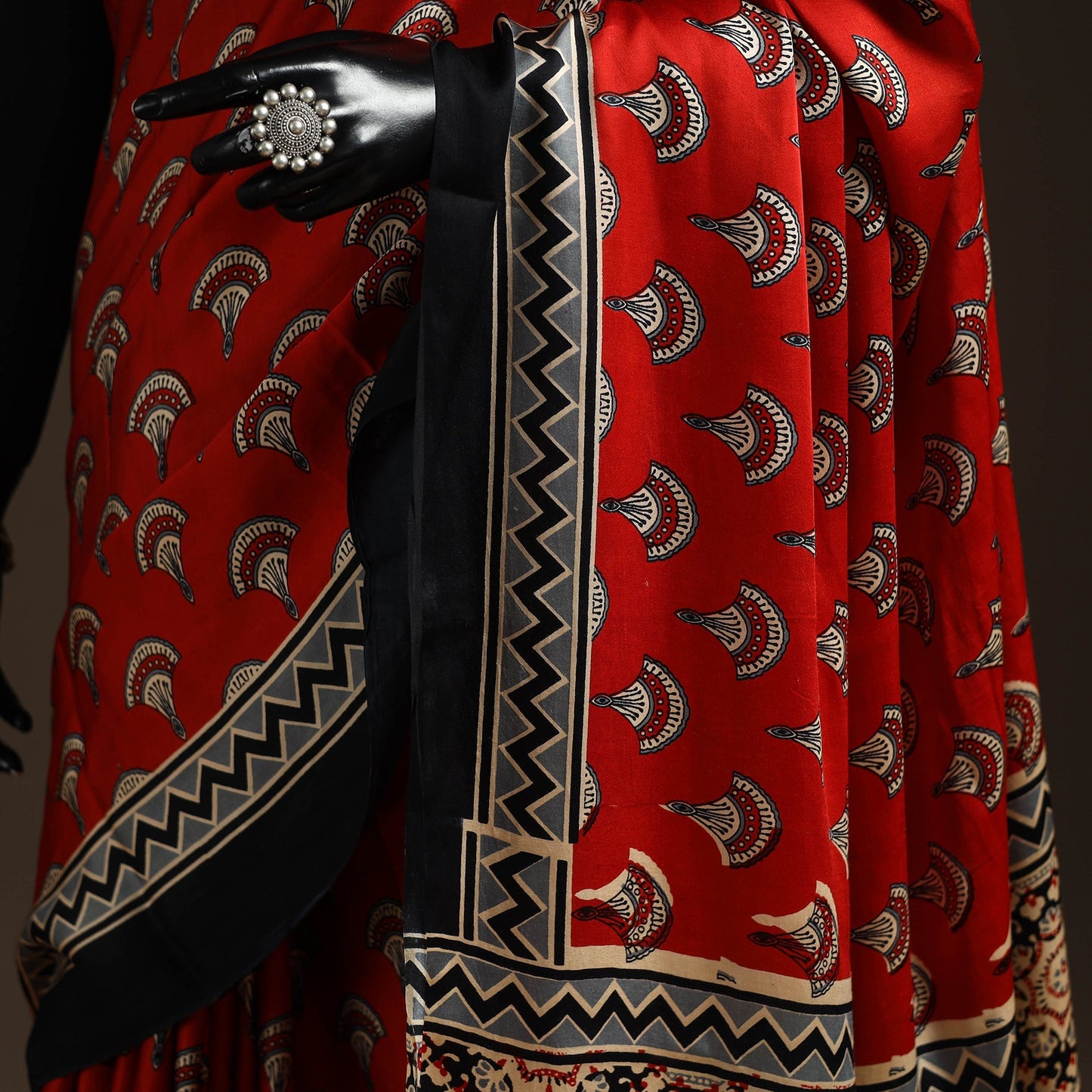 Modal silk hand bagru saree 10 - handcrafted