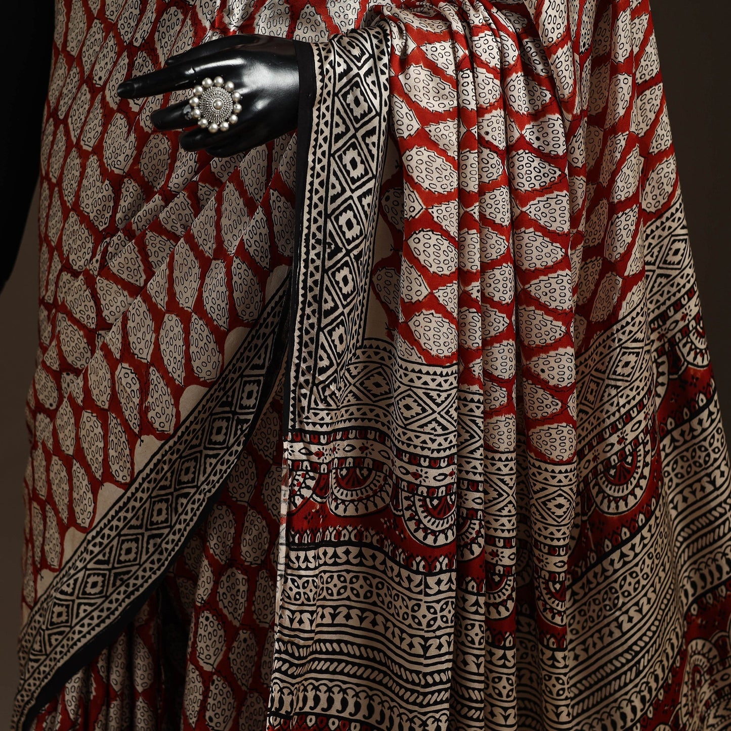 Modal silk hand bagru saree 15 - handcrafted