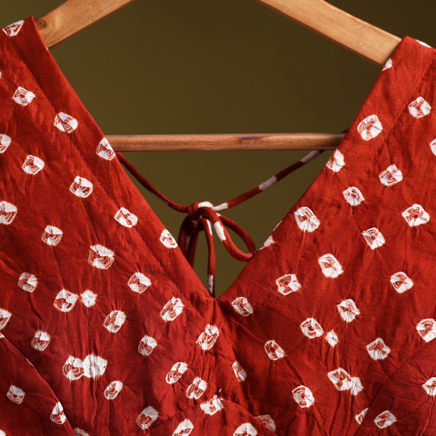 Red - modal silk stitched tie-dye bandhani blouse 07