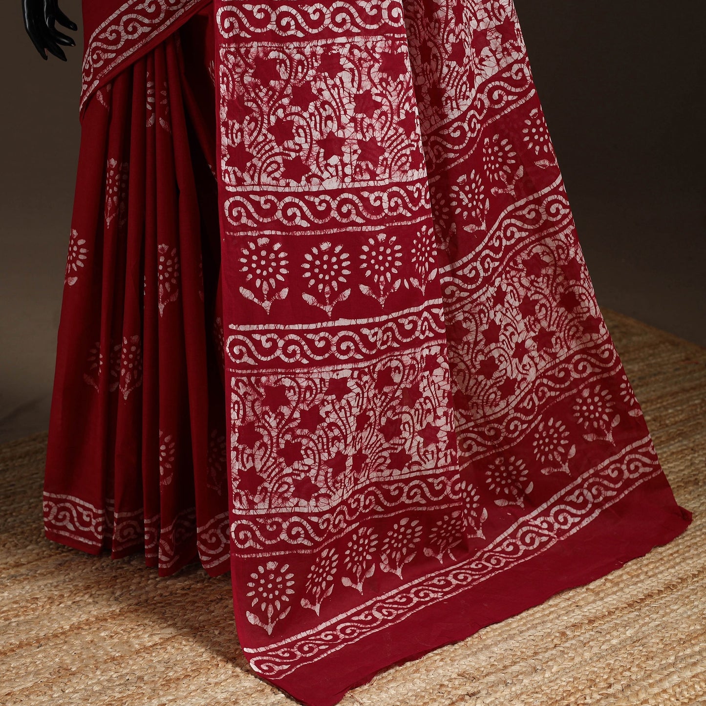 Mul cotton hand batik saree 06 - handcrafted