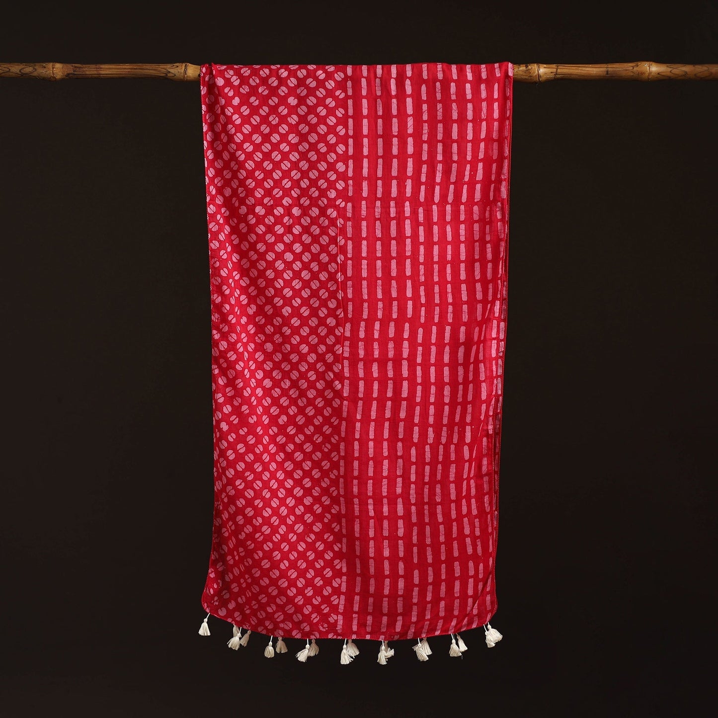 Mul cotton kutch hand batik stole with tassels 17