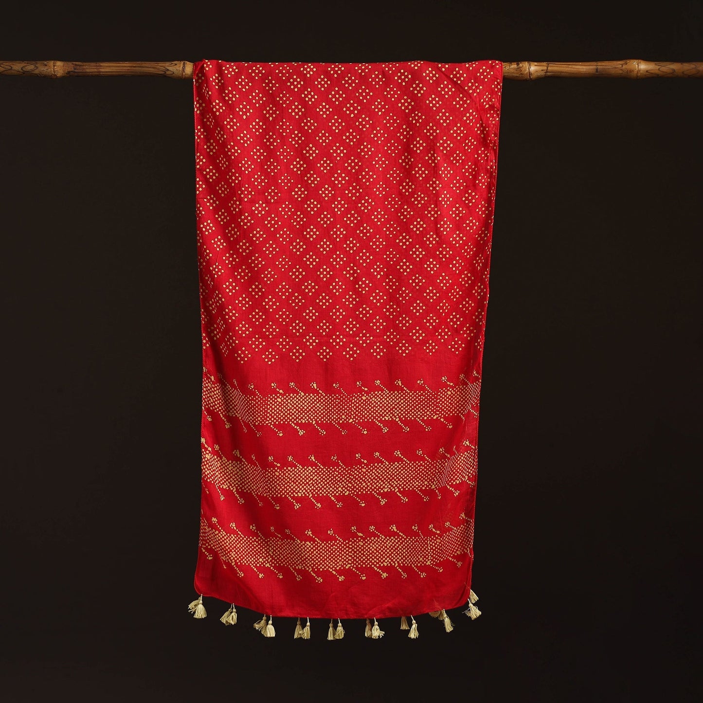 Mul cotton kutch hand batik stole with tassels 22