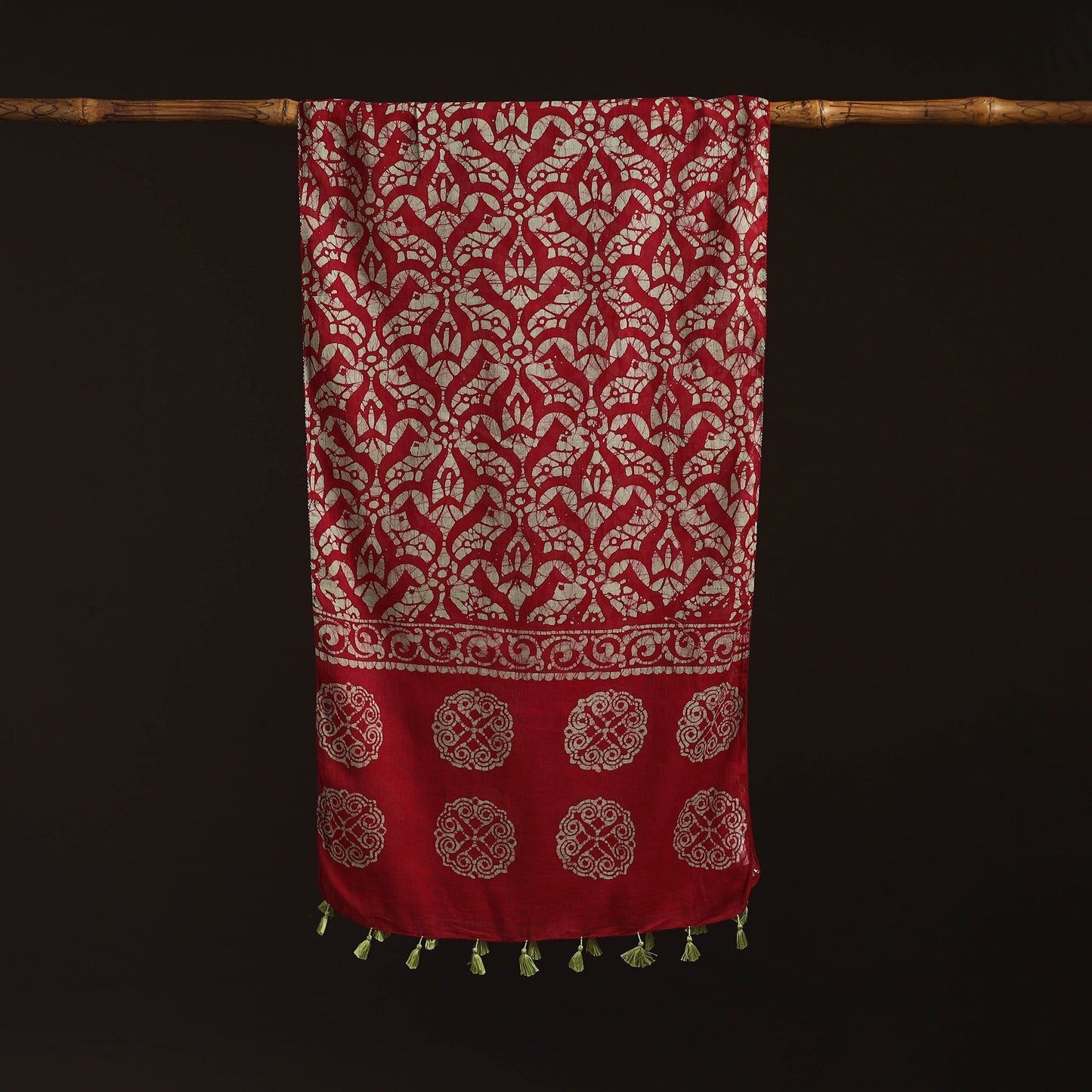 Mul cotton kutch hand batik stole with tassels 23