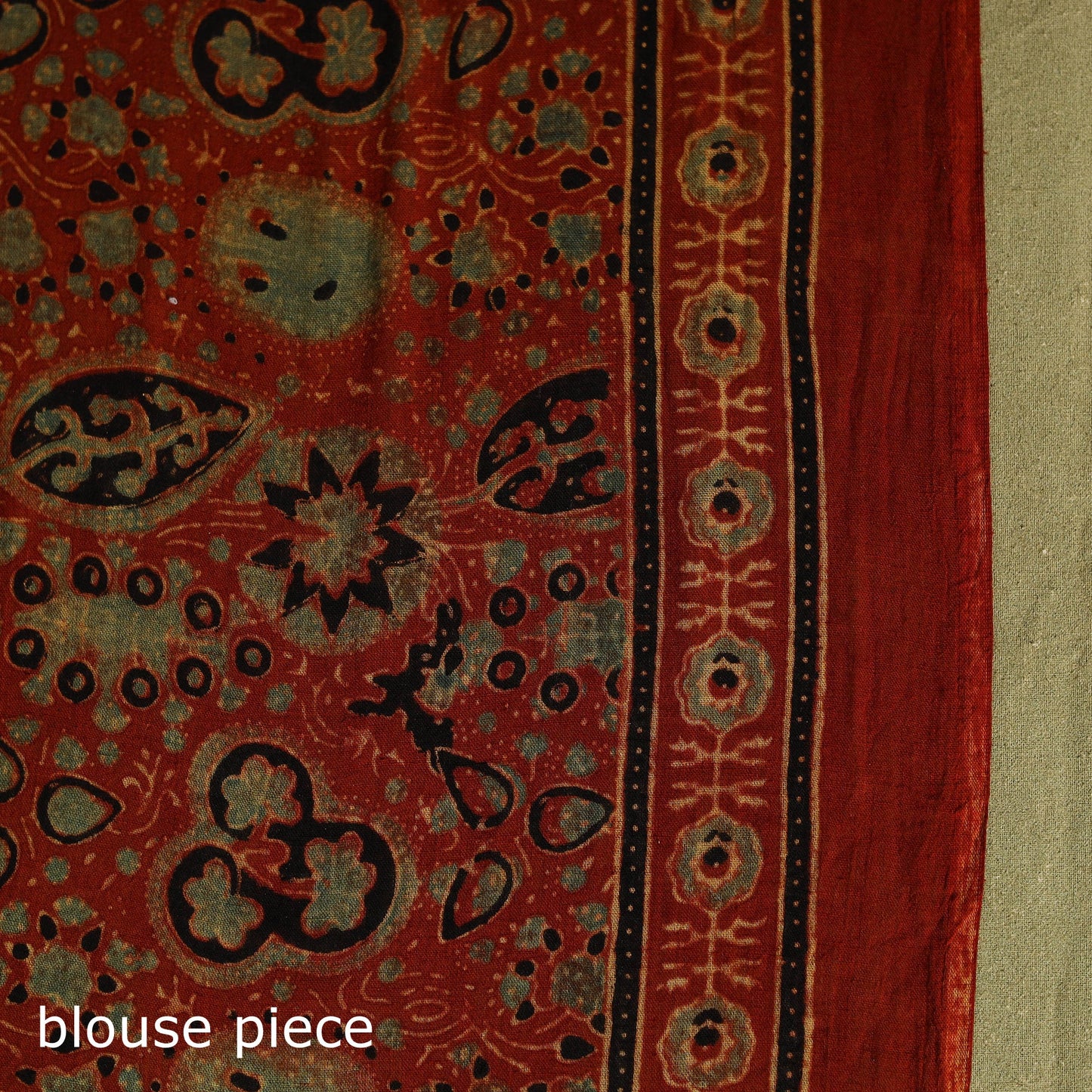 Red Mul Cotton Block Print Ajrakh Saree