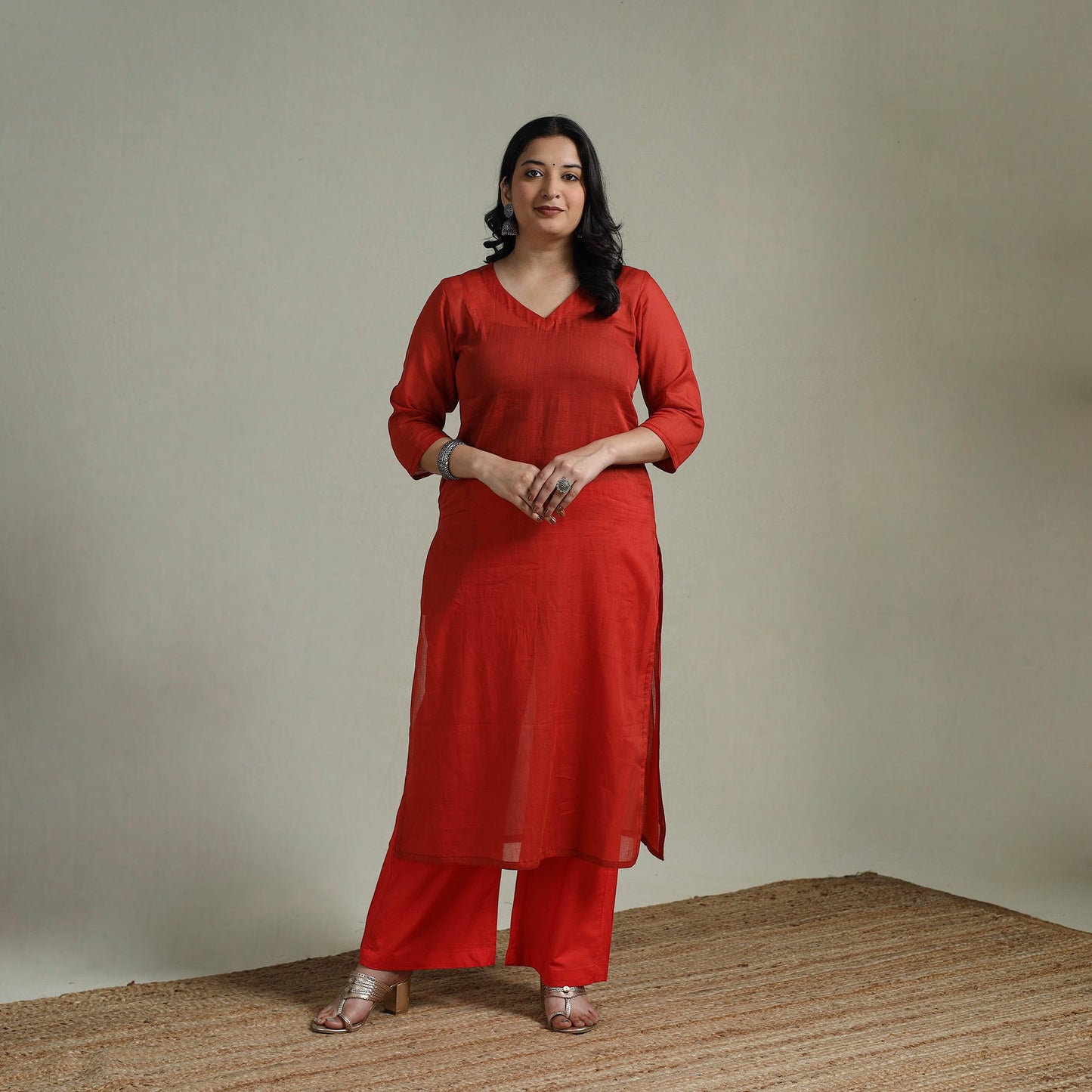 Mulmalai cotton plain dyed straight kurta 06 - handcrafted