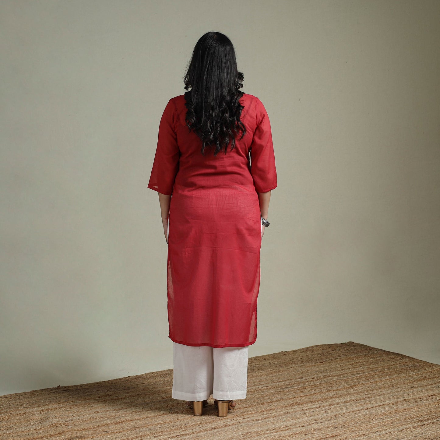 Mulmalai cotton plain dyed straight kurta 05 - handcrafted