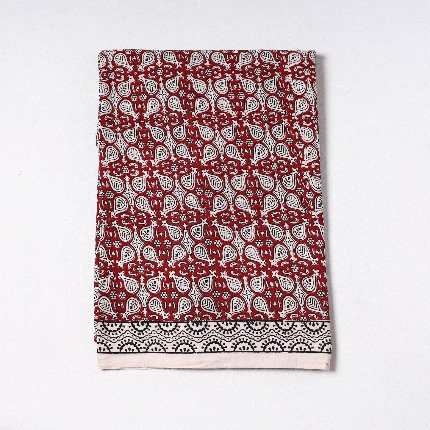 Red Bagh Block Printed Cotton Precut Fabric