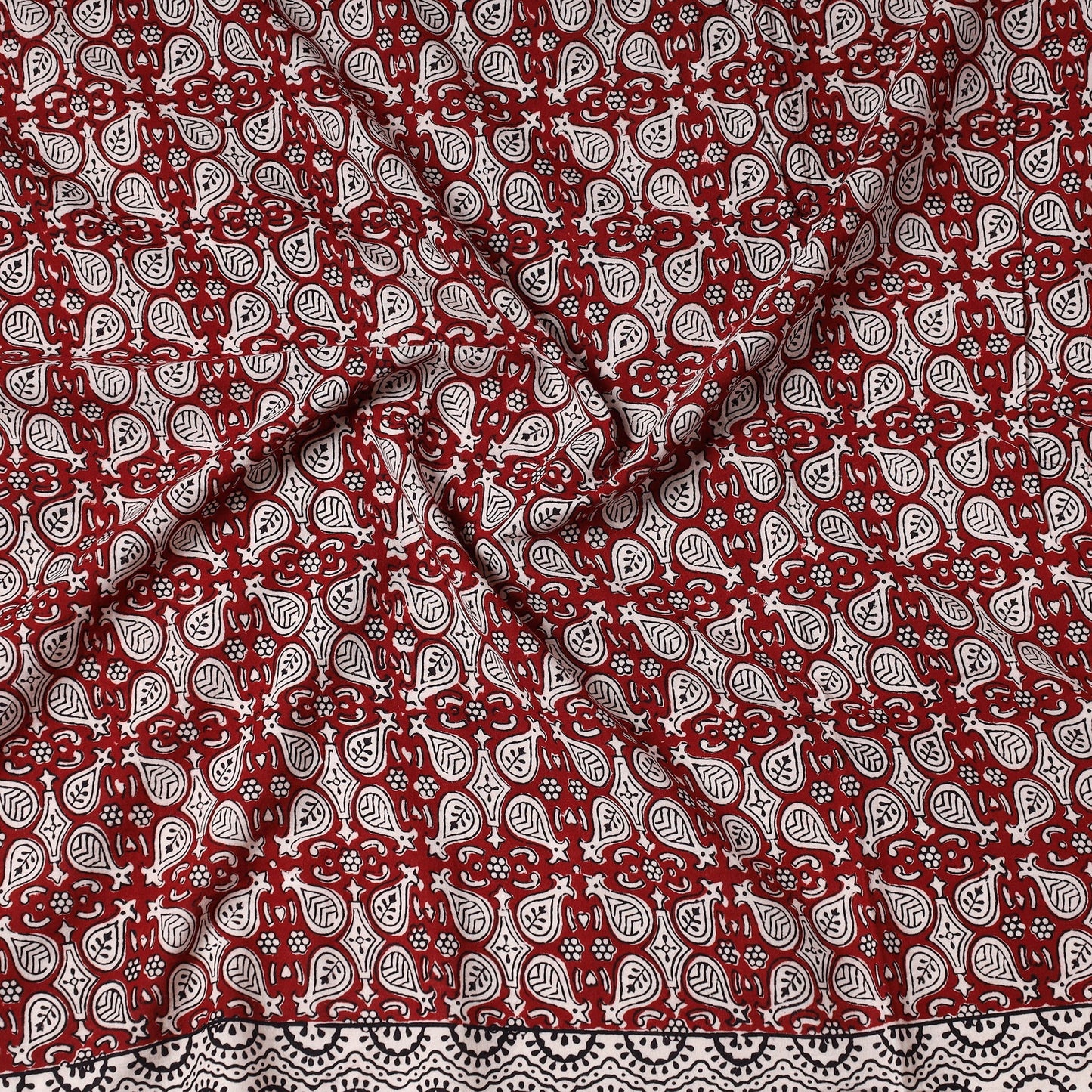 Red Bagh Block Printed Cotton Precut Fabric