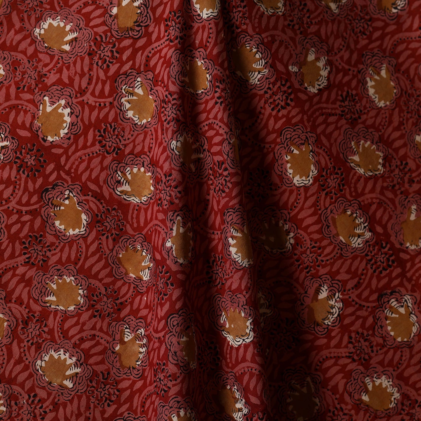 Red - natural dyed bagru cotton fabric 16 - handcrafted