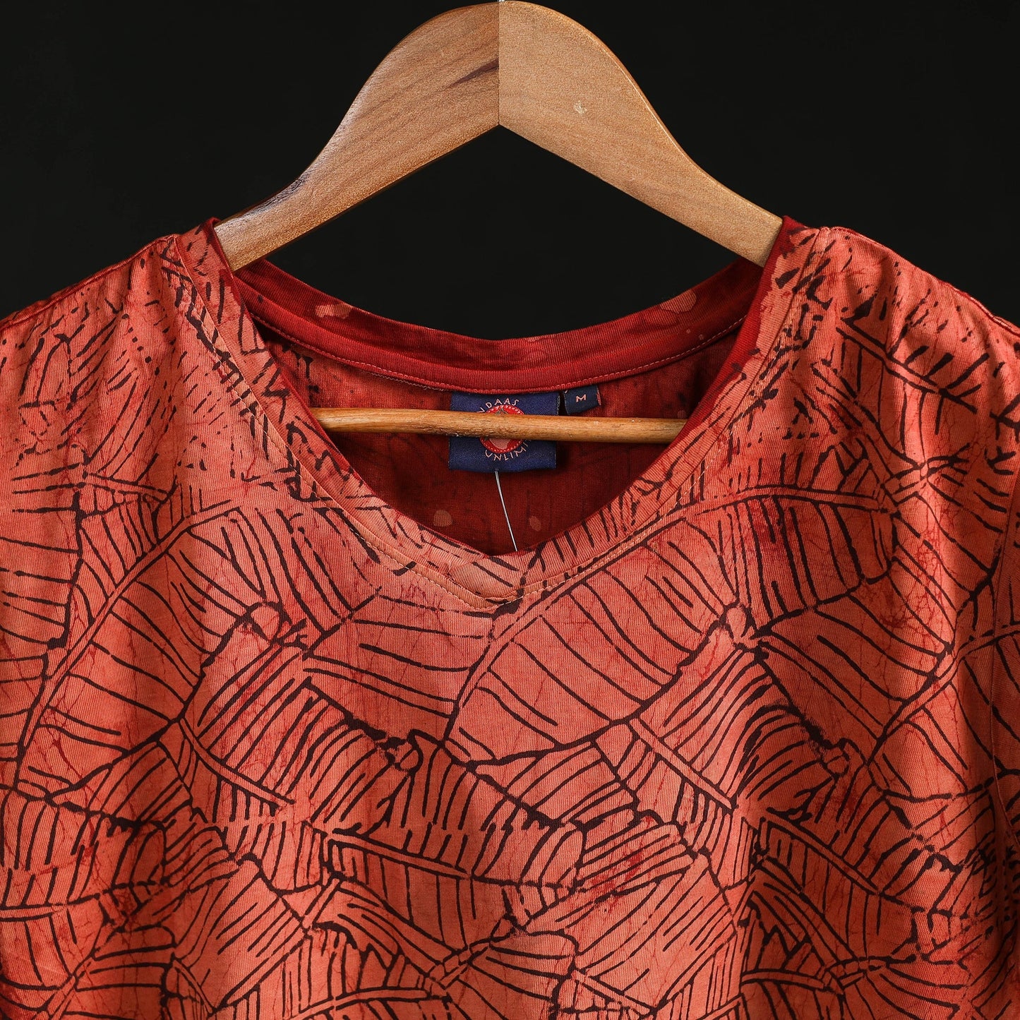 Natural dyed bindaas block art printed cotton v neck