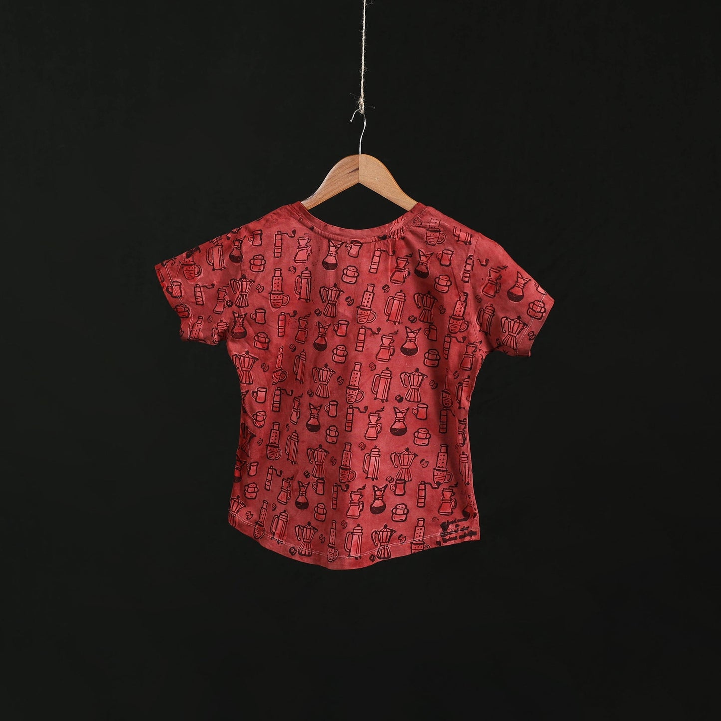 Natural dyed bindaas block art printed cotton v neck