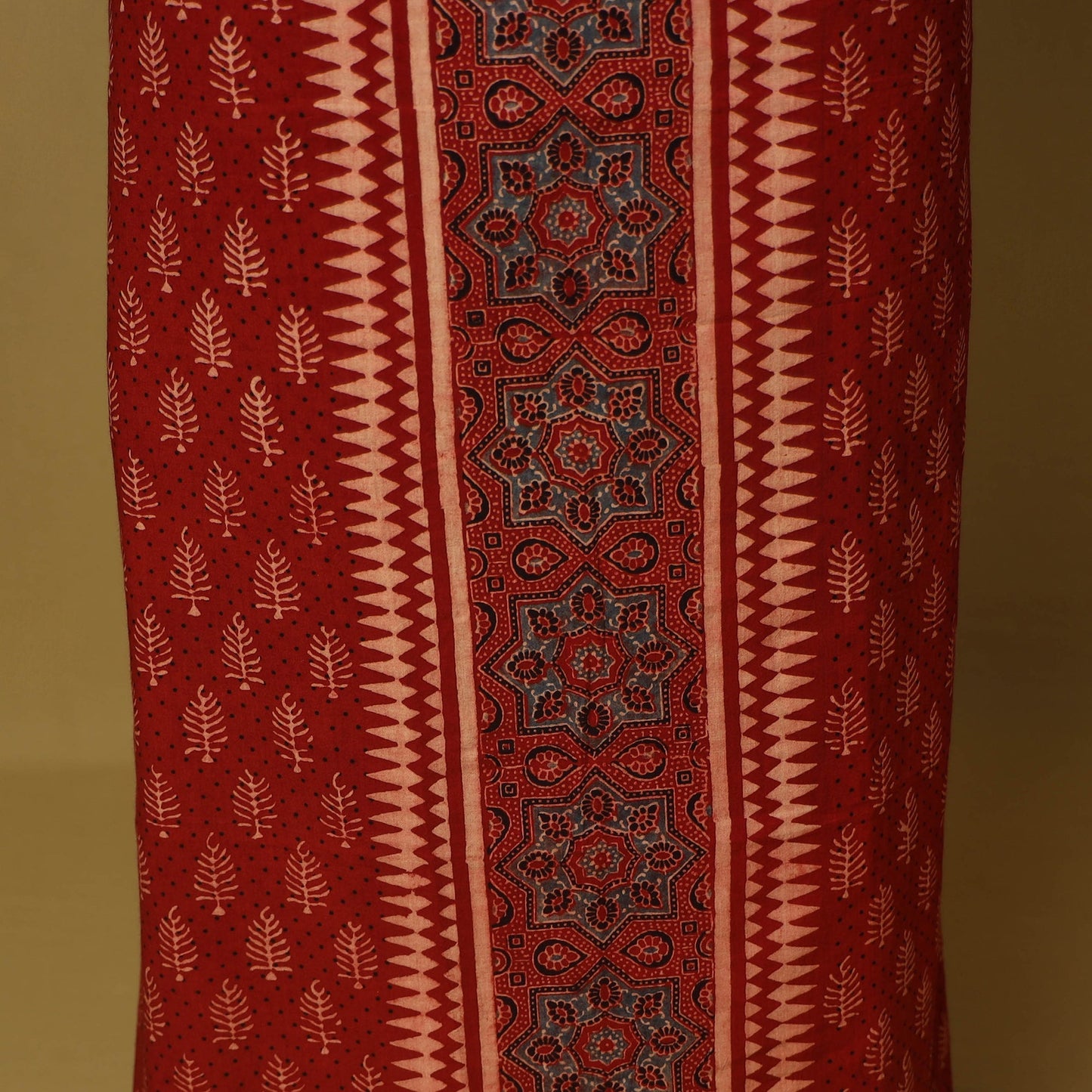 Red - natural dyed 3pc unstitched dress material 01
