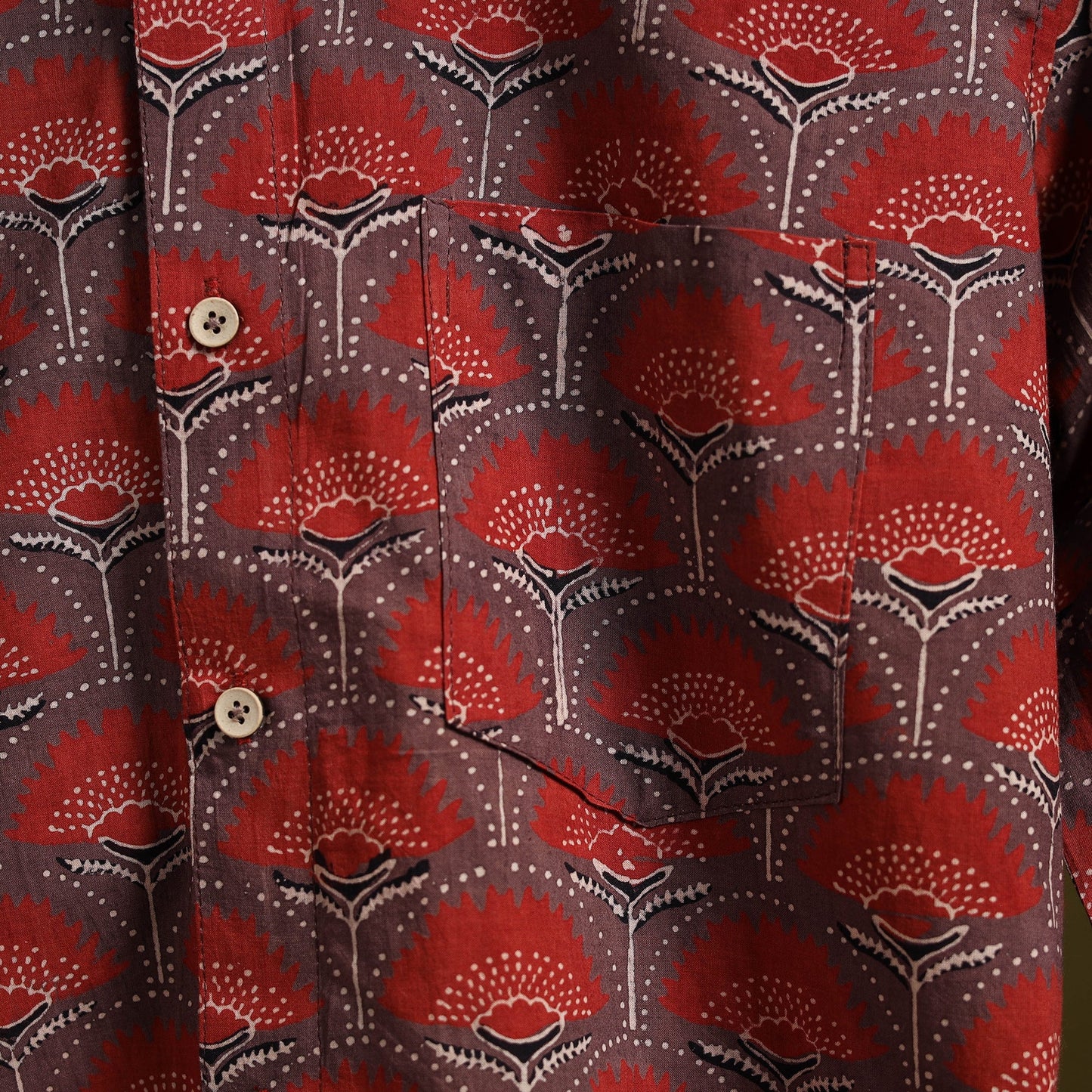 Red - natural dyed cotton men full sleeve shirt 04
