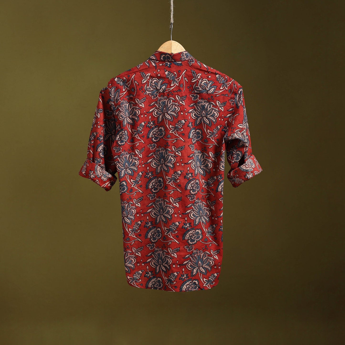 Red - natural dyed cotton men full sleeve shirt 06