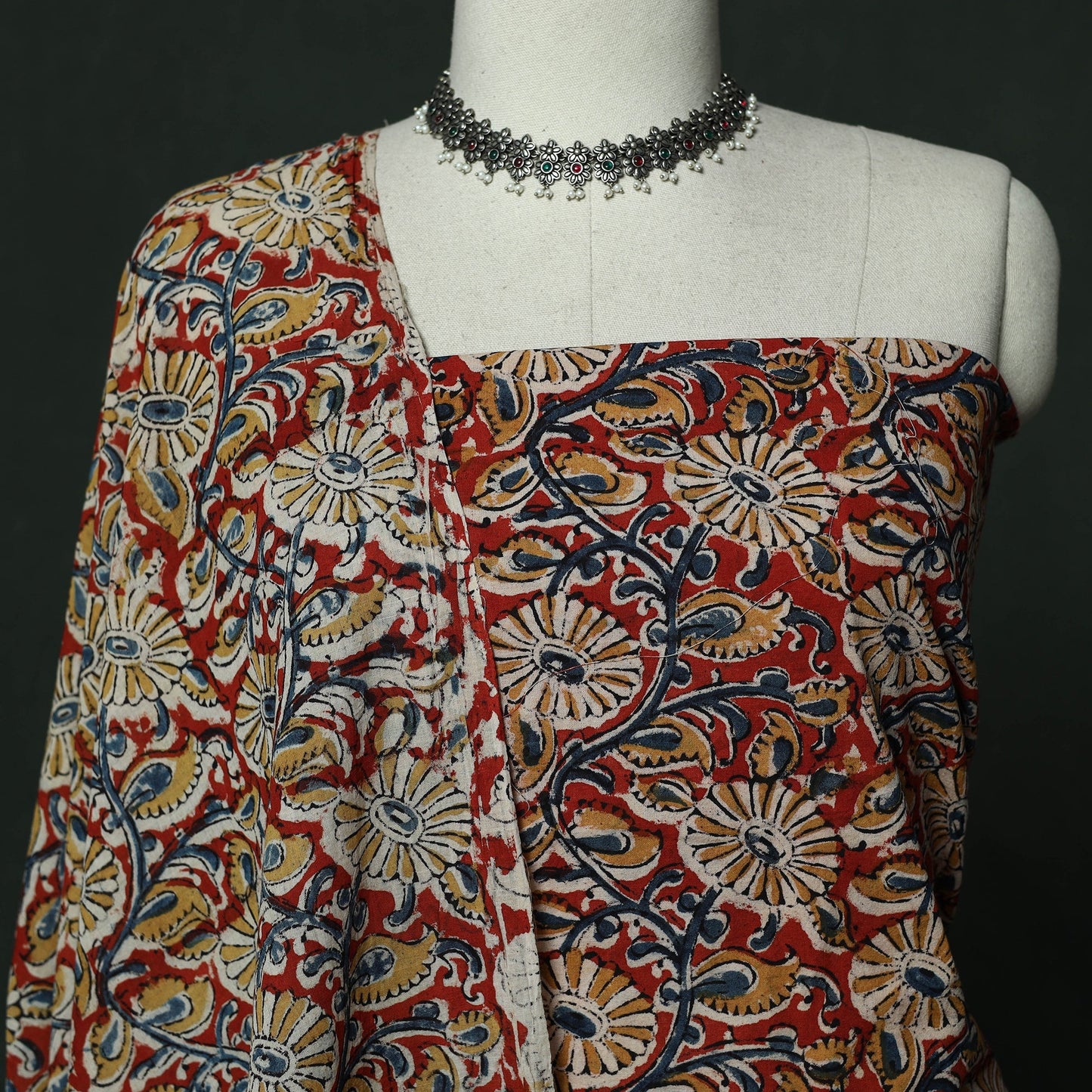 Natural dyed block print cotton pedana kalamkari 2pc