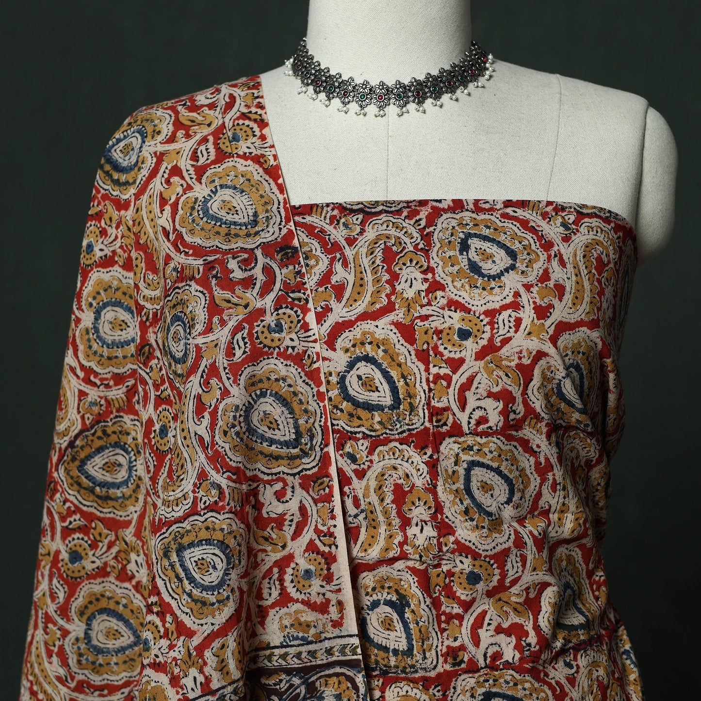 Natural dyed block print cotton pedana kalamkari 2pc