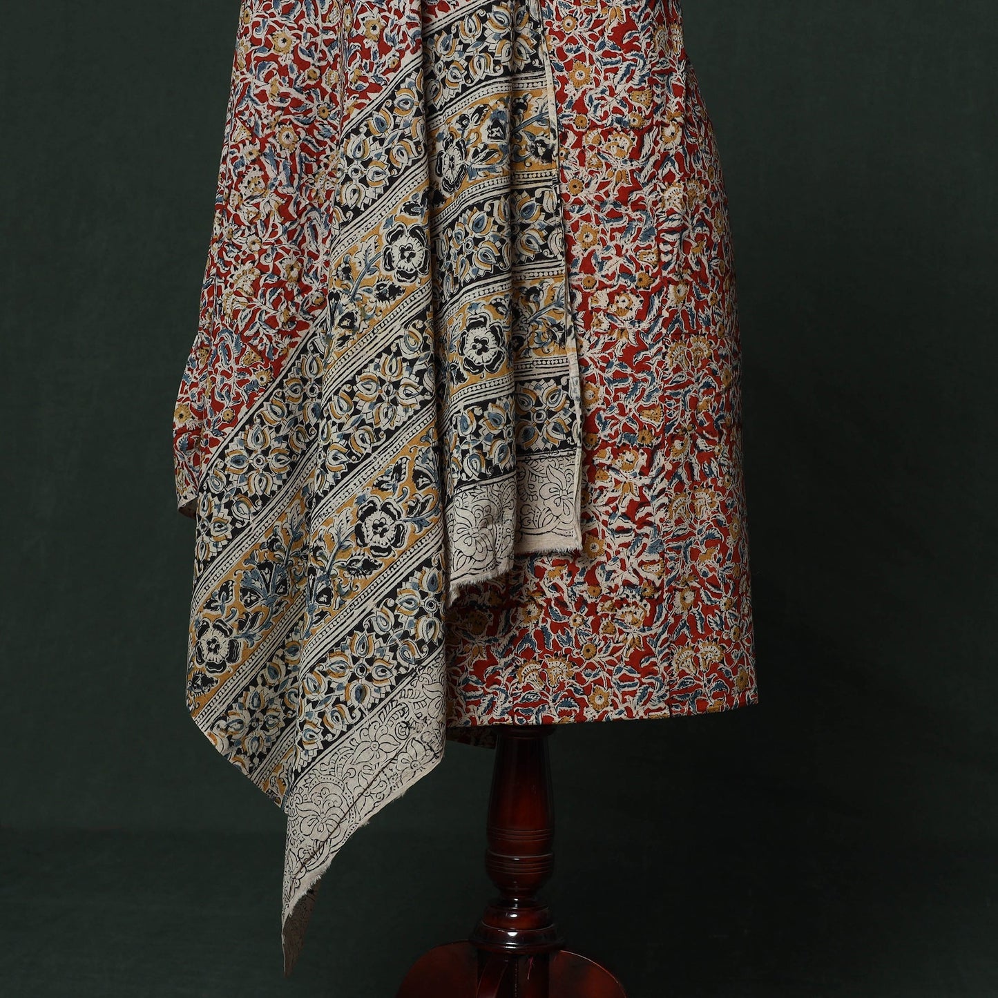 Natural dyed block print cotton pedana kalamkari 2pc