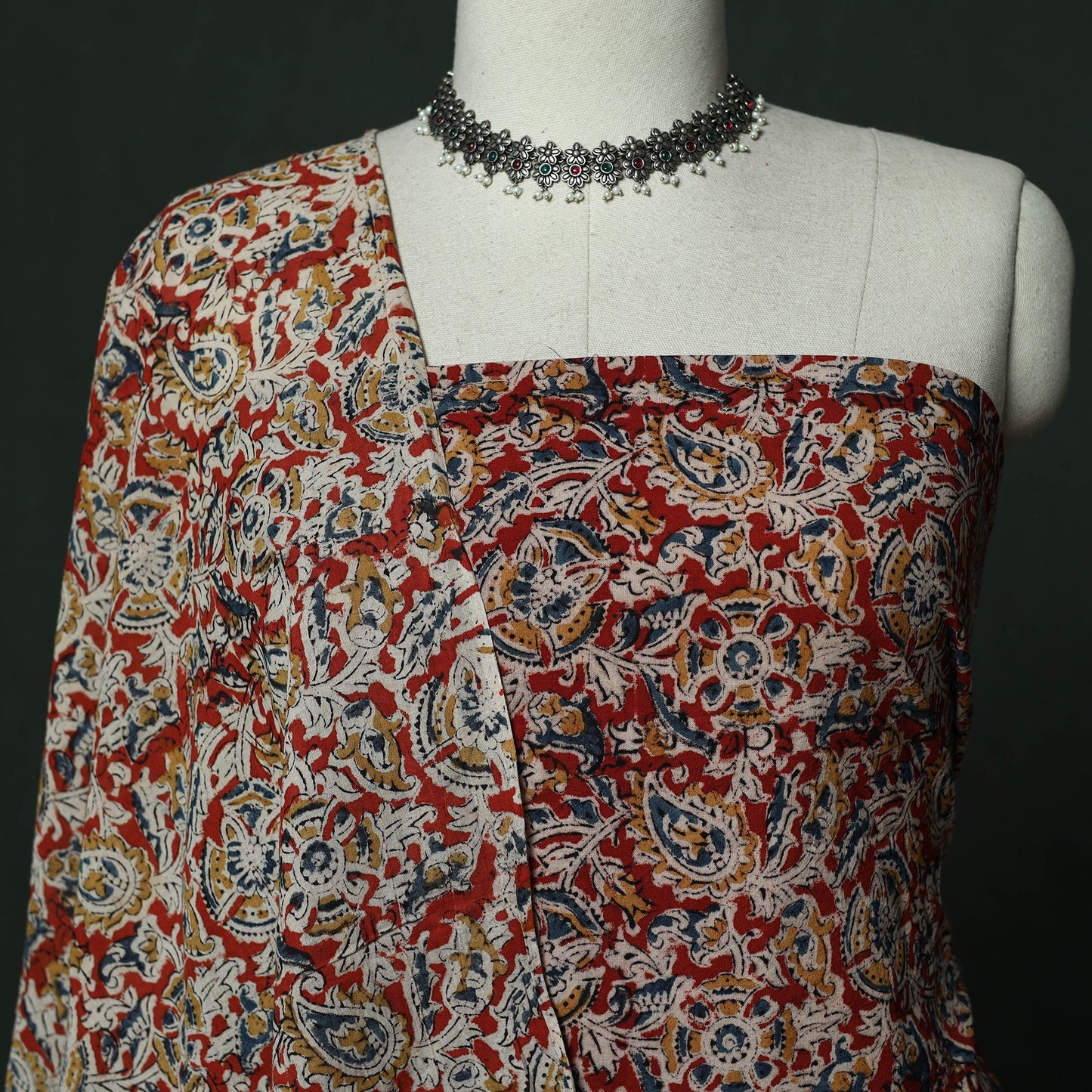 Natural dyed block print cotton pedana kalamkari 2pc