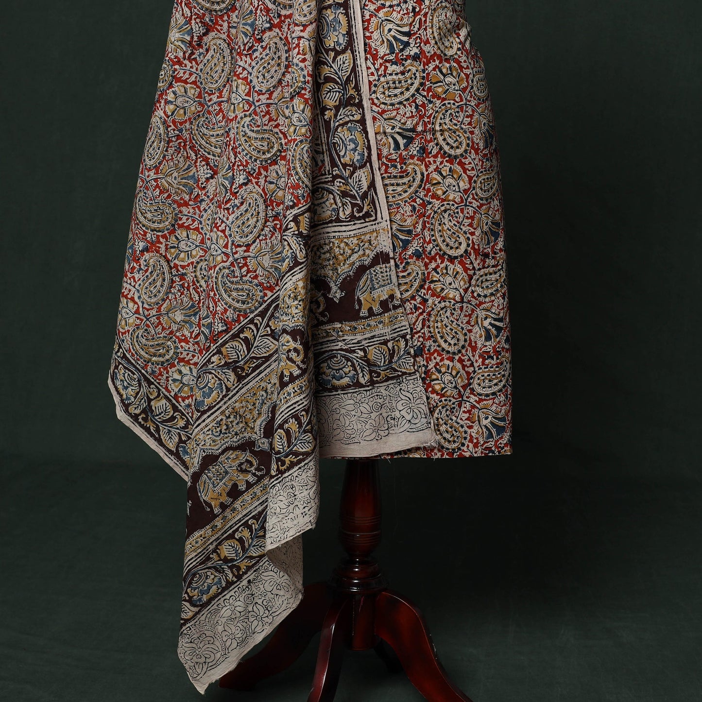 Natural dyed block print cotton pedana kalamkari 2pc