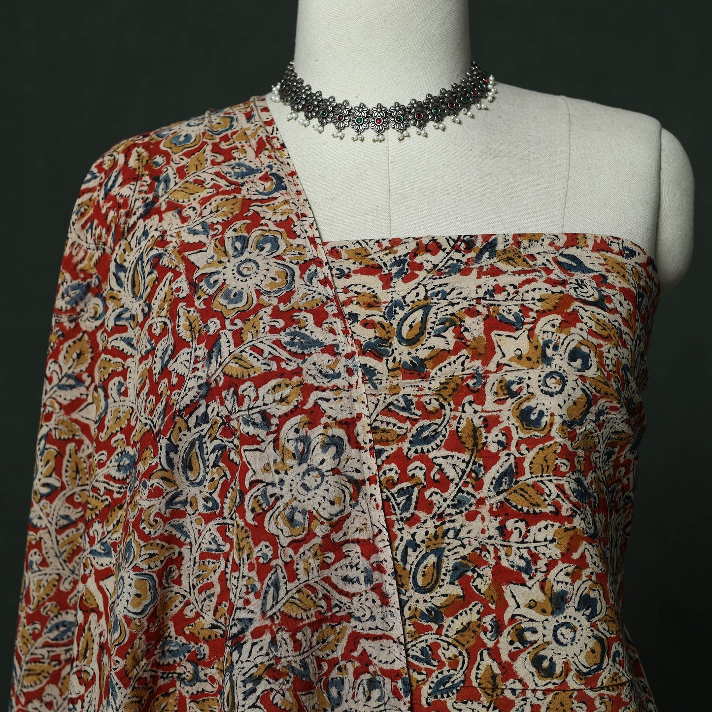 Natural dyed block print cotton pedana kalamkari 2pc