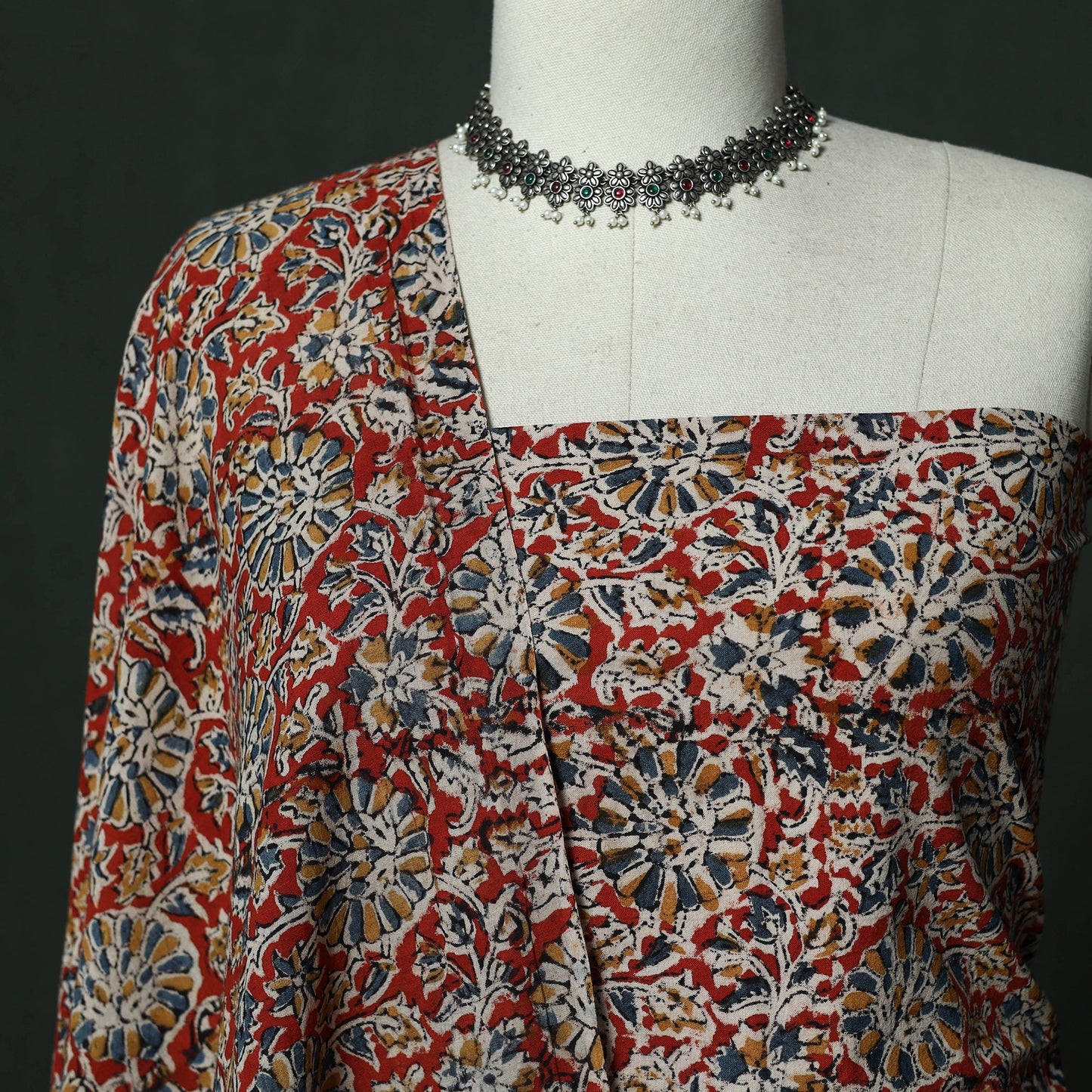 Natural dyed block print cotton pedana kalamkari 2pc