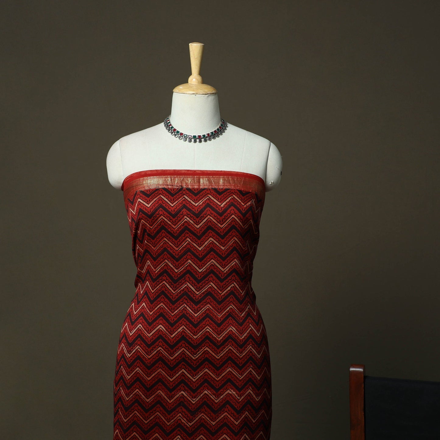 Natural dyed block print maheshwari silk bagru ajrakh 3pc