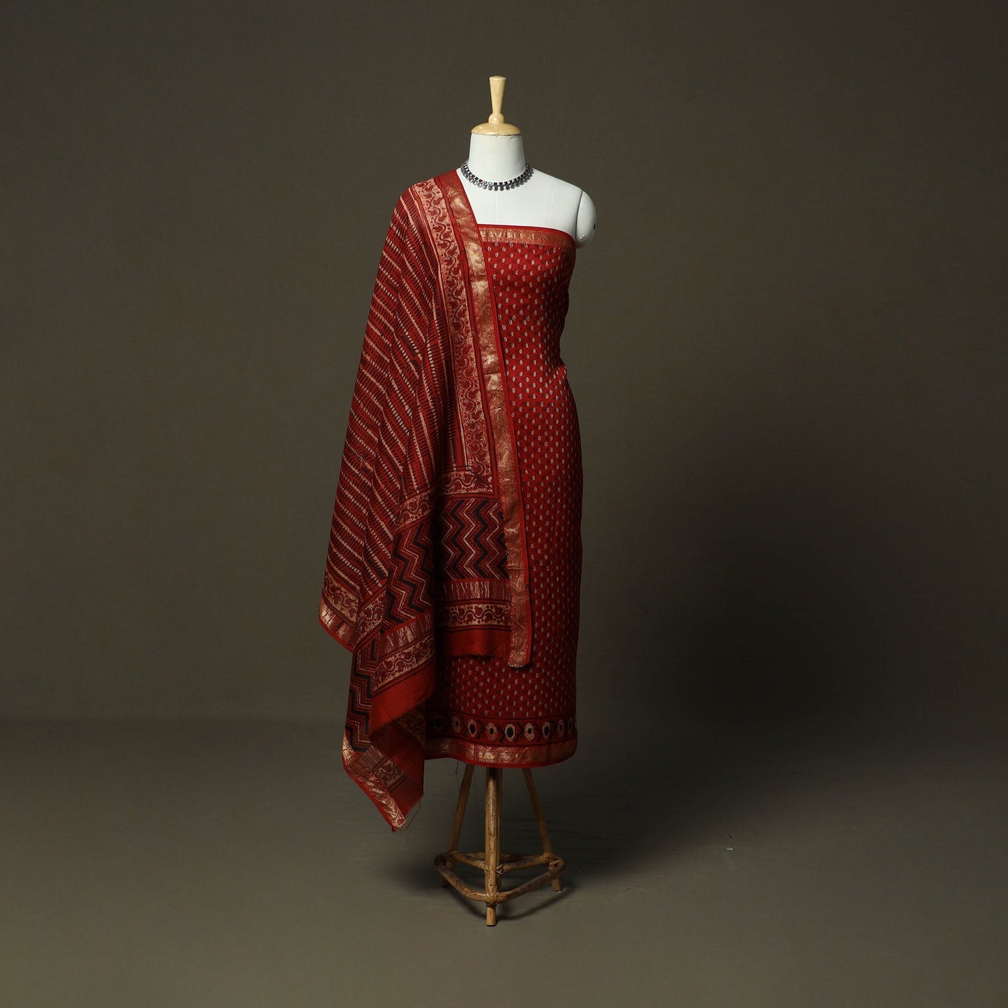 Natural dyed block print maheshwari silk bagru ajrakh 3pc