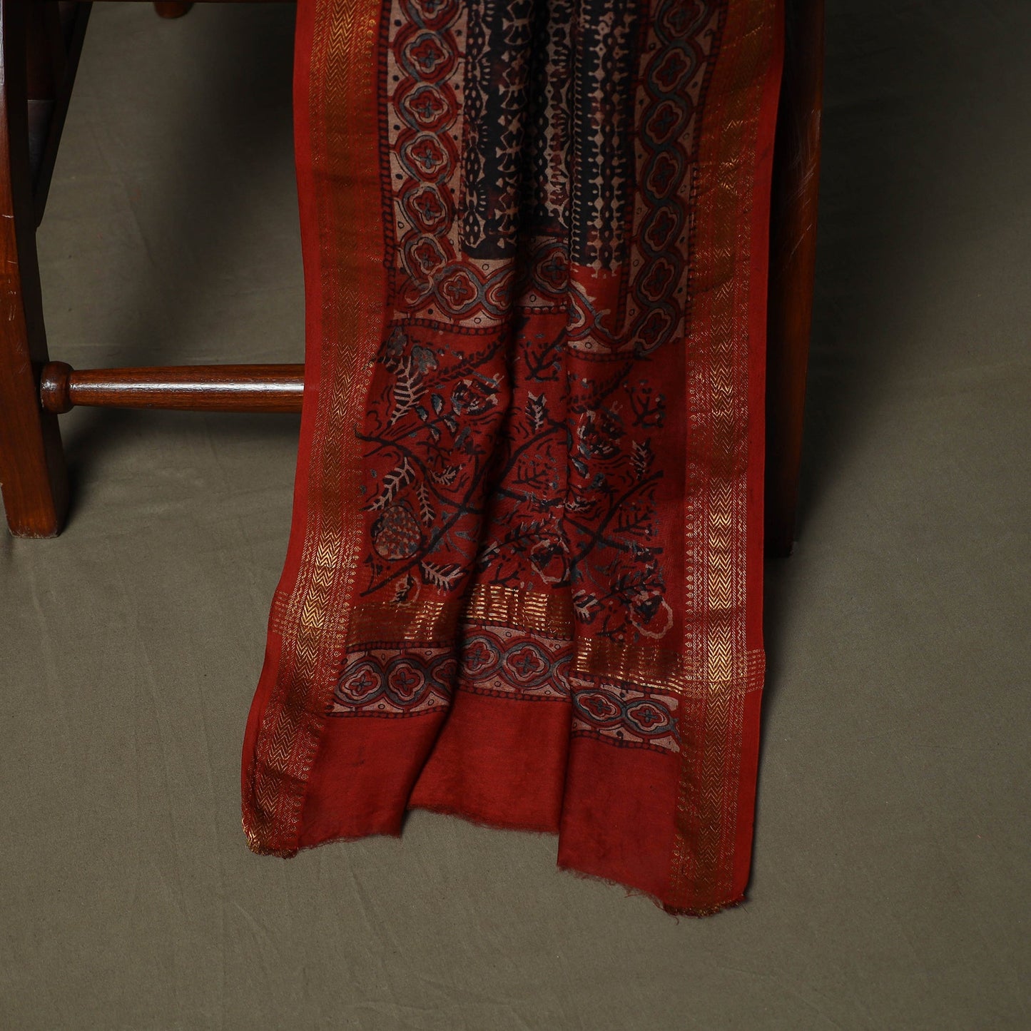 Natural dyed block print maheshwari silk bagru ajrakh 3pc