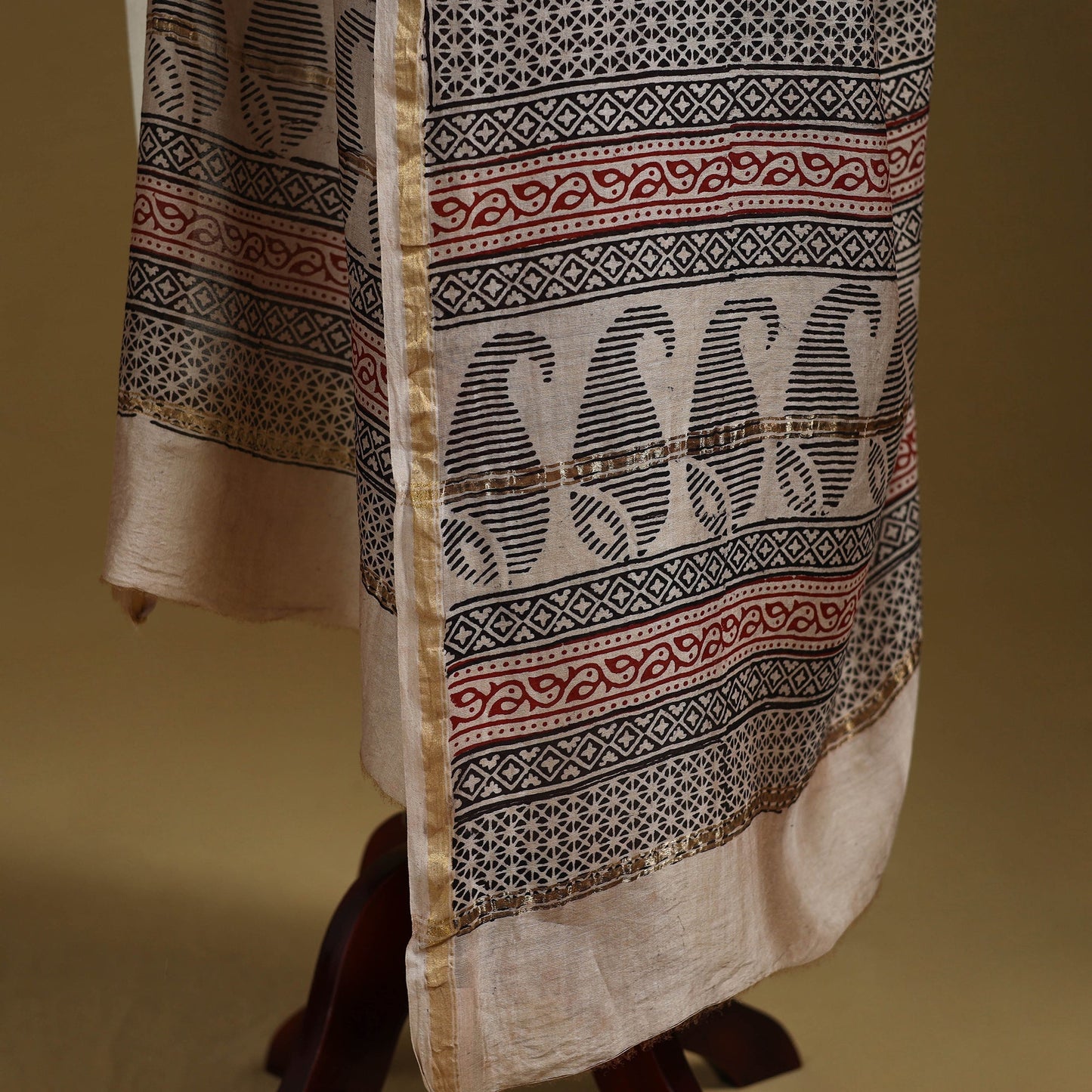 Red - natural dyed printed chanderi silk bagh dupatta 41