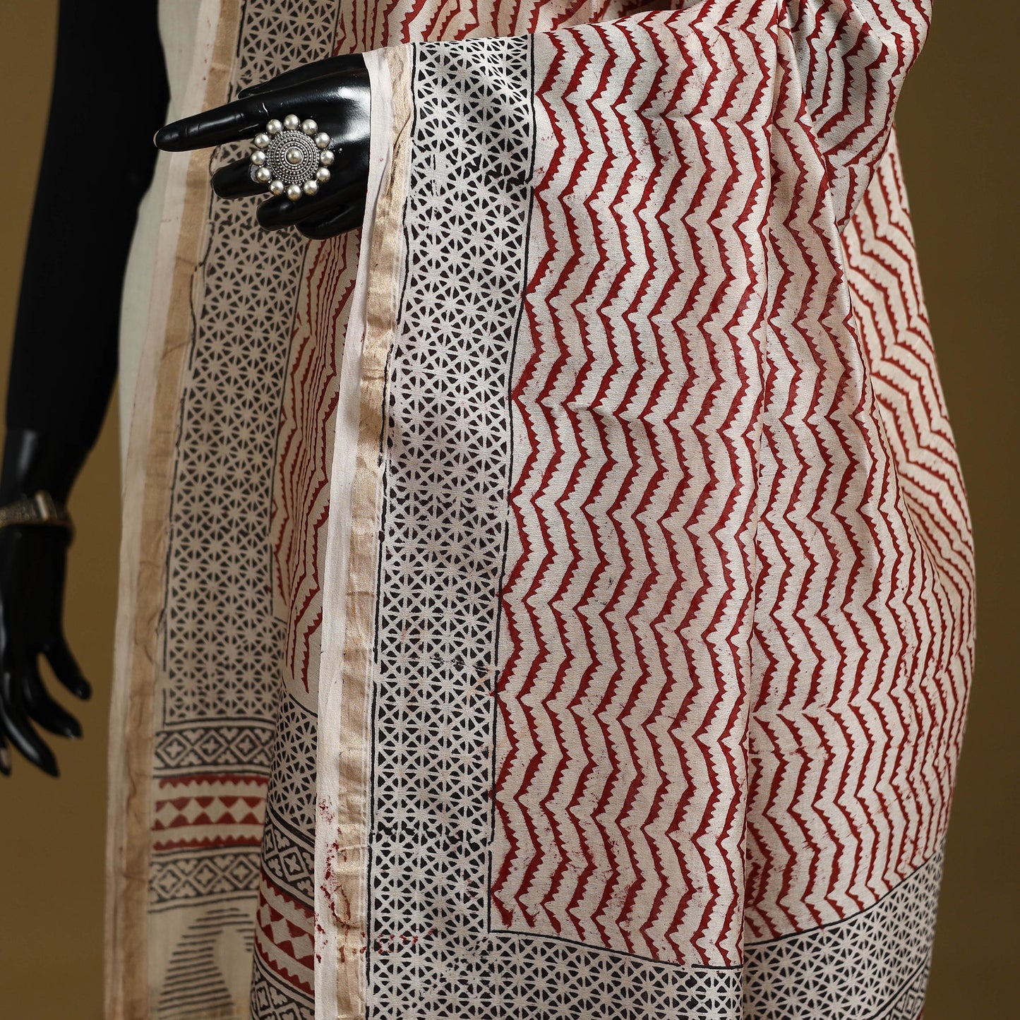 Red - natural dyed printed chanderi silk bagh dupatta 43