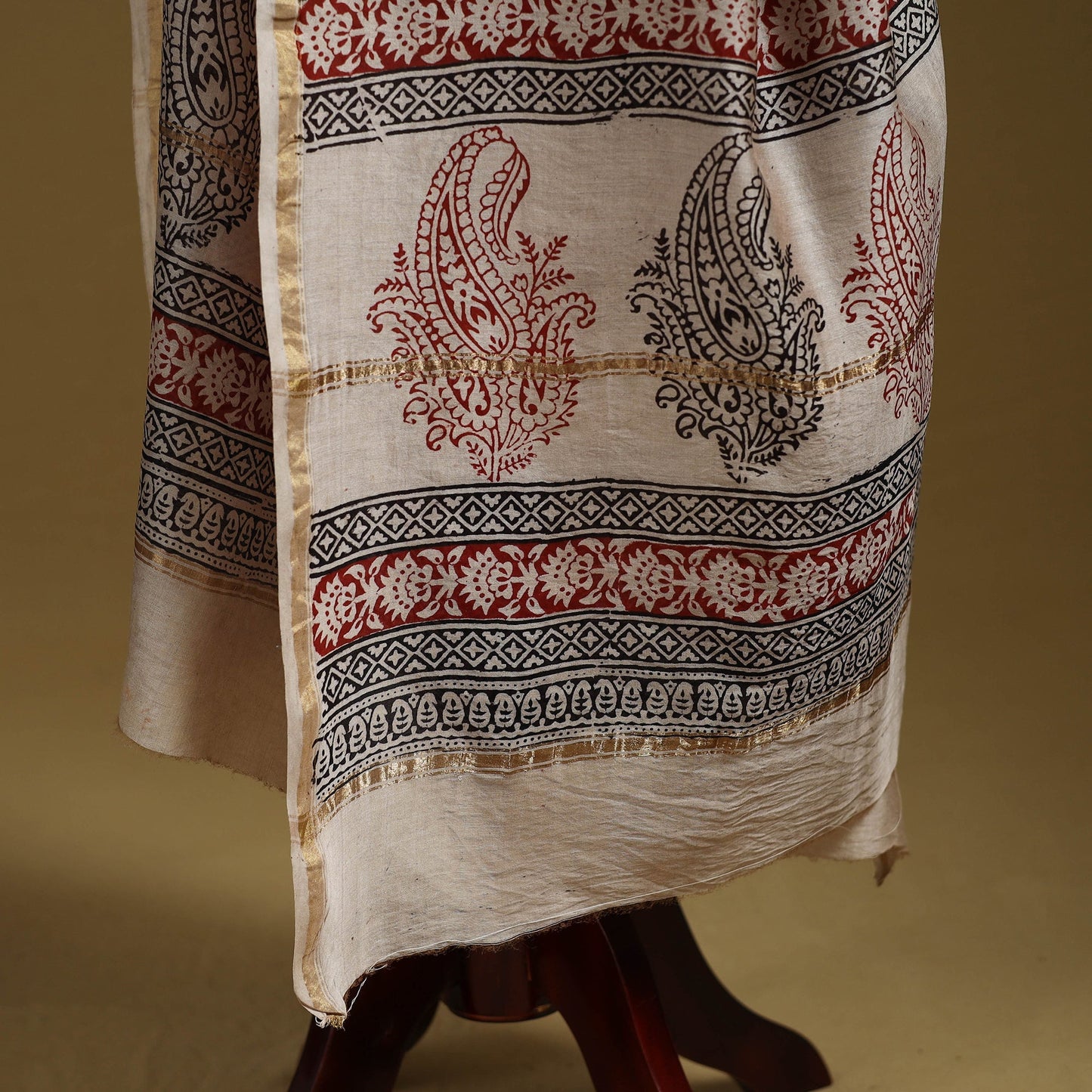 Red - natural dyed printed chanderi silk bagh dupatta 46