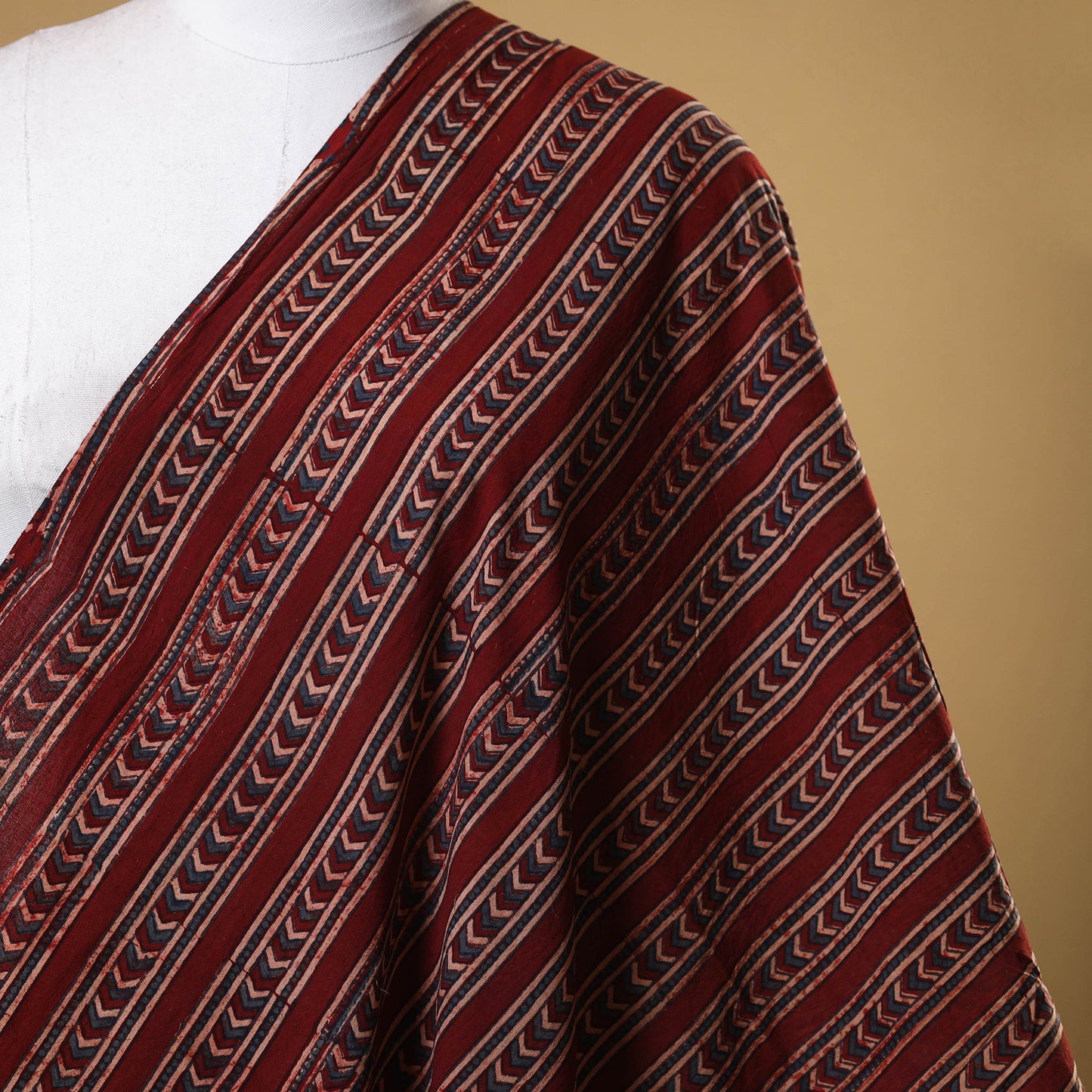 Red - natural dyed cotton fabric 34 - handcrafted