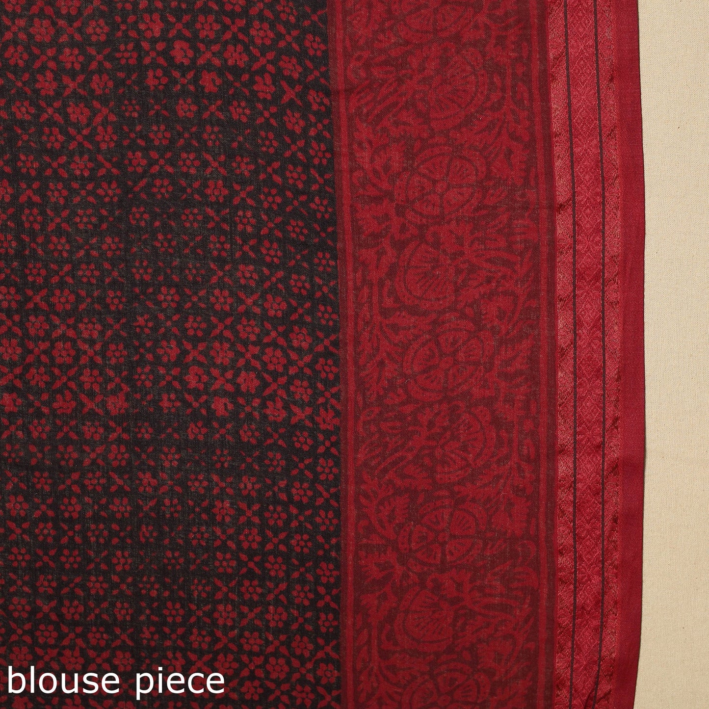 Red Block Print Natural Dyed Cotton Bagh Saree