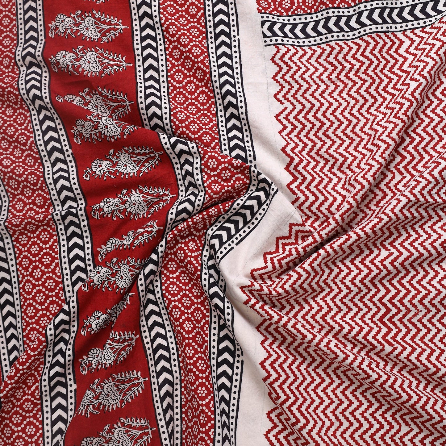 Grey Natural Dyed Cotton Bagh Print Kurta Material