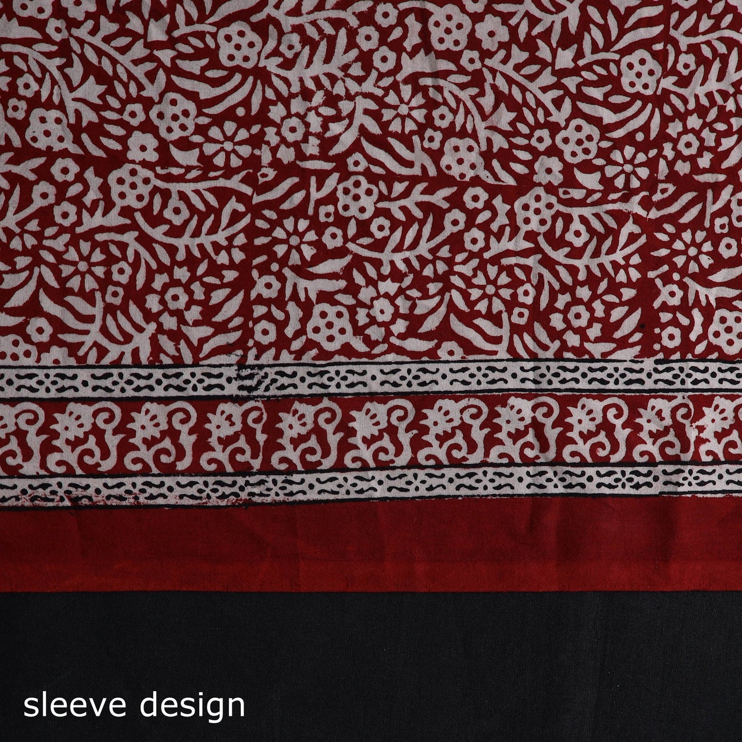 Red Natural Dyed Cotton Bagh Print Kurta Material