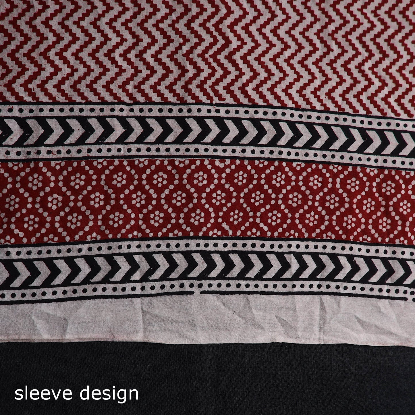 Red Natural Dyed Cotton Bagh Print Kurta Material