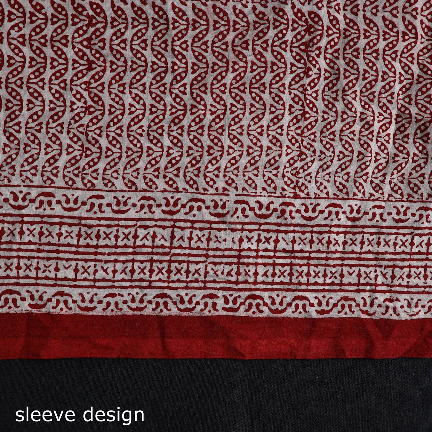 Red Natural Dyed Cotton Bagh Print Kurta Material