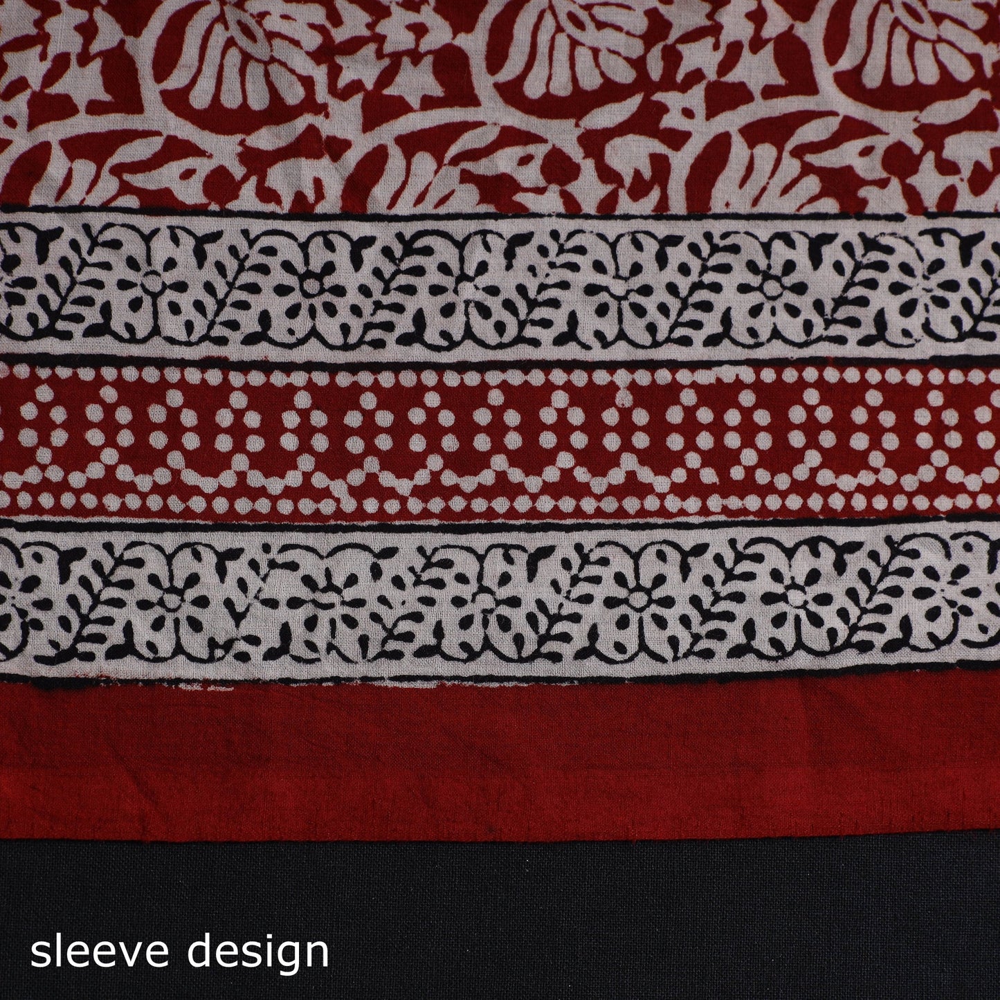 Red Natural Dyed Cotton Bagh Print Kurta Material