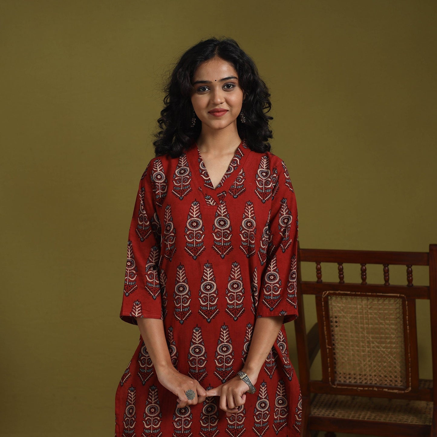 Natural dyed cotton straight kurta for women 05