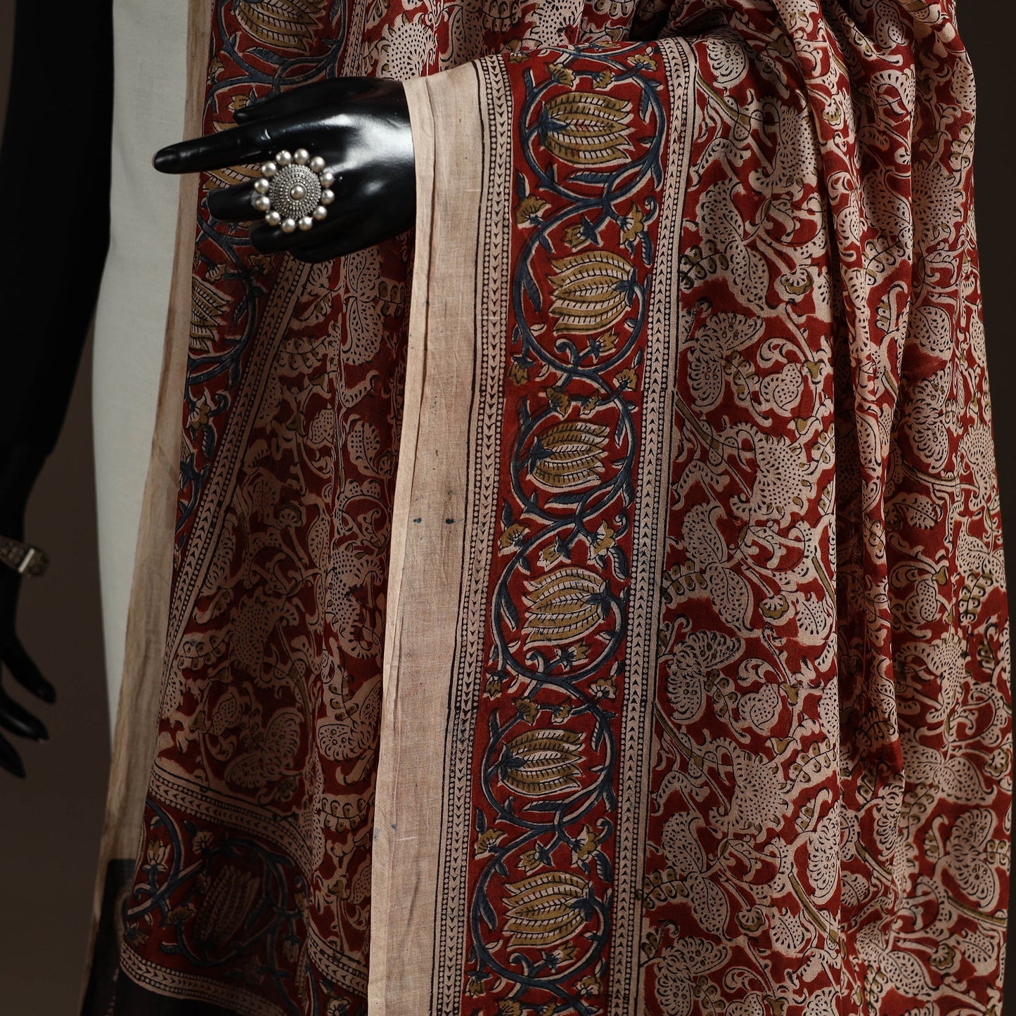 Natural dyed cotton pedana kalamkari dupatta 17