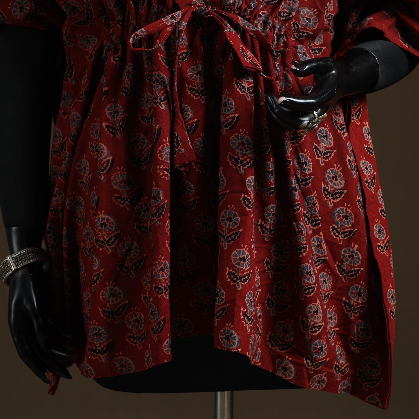 Natural dyed hand block ajrakh print gota work cotton