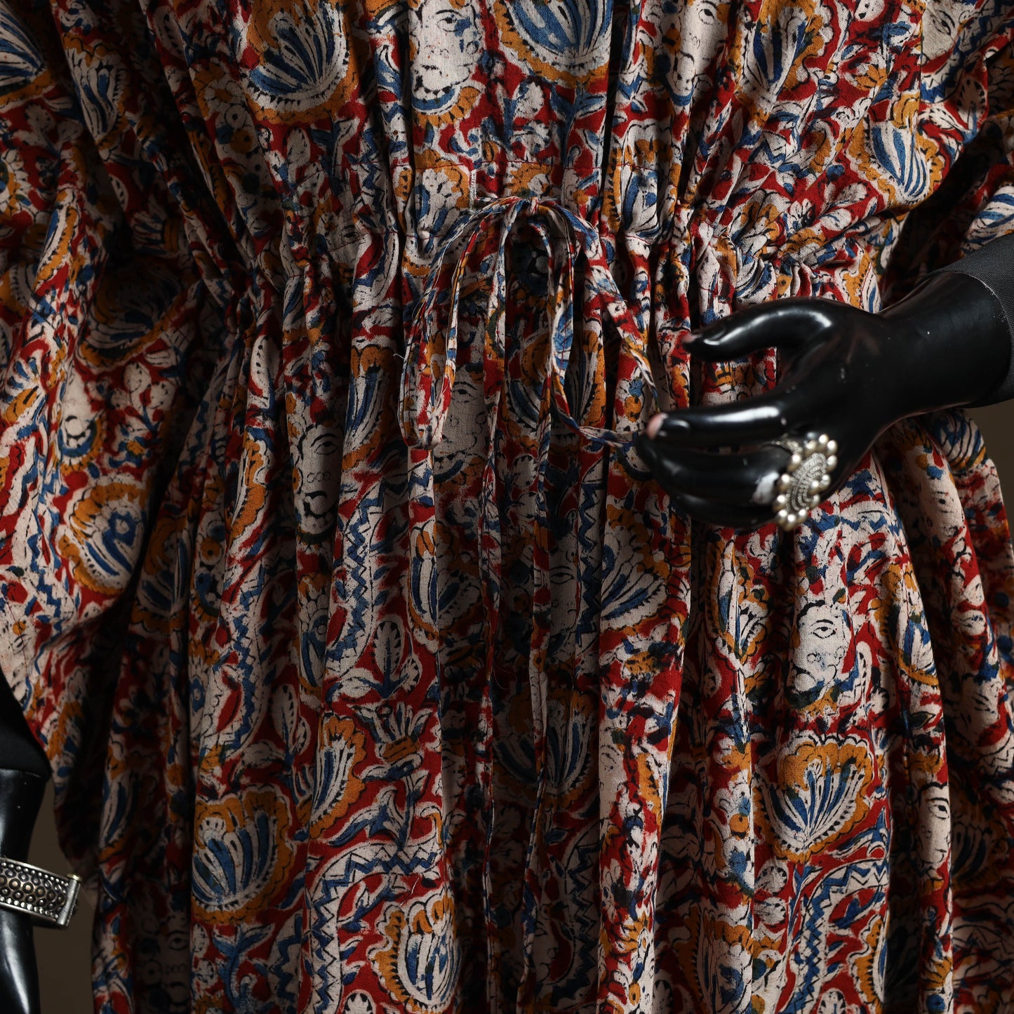 Natural dyed hand block kalamkari print cotton kaftan