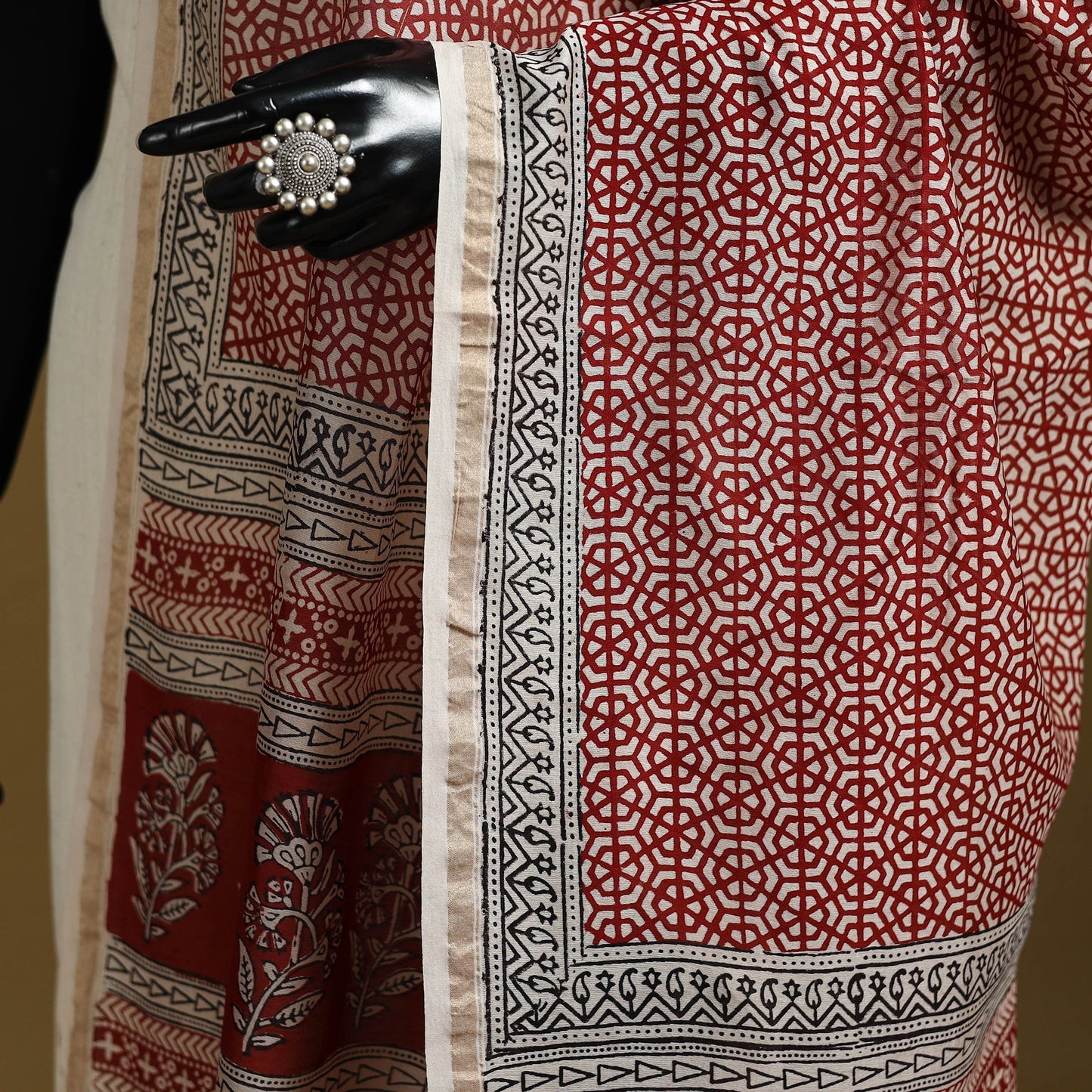Red - natural dyed hand chanderi silk bagh dupatta 01