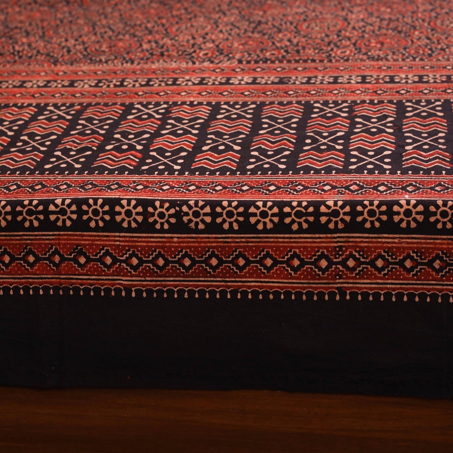 Red - natural dyed cotton double bed sheet set 09