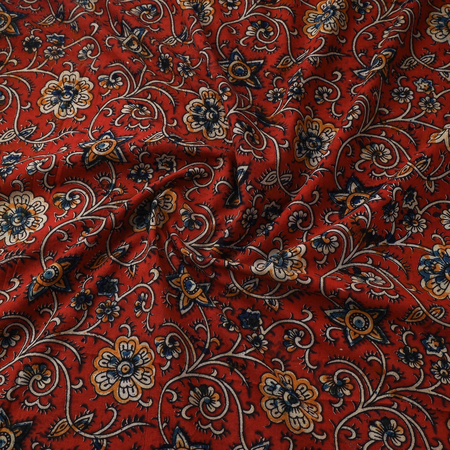 Natural dyed hand block print cotton kalamkari fabric 24