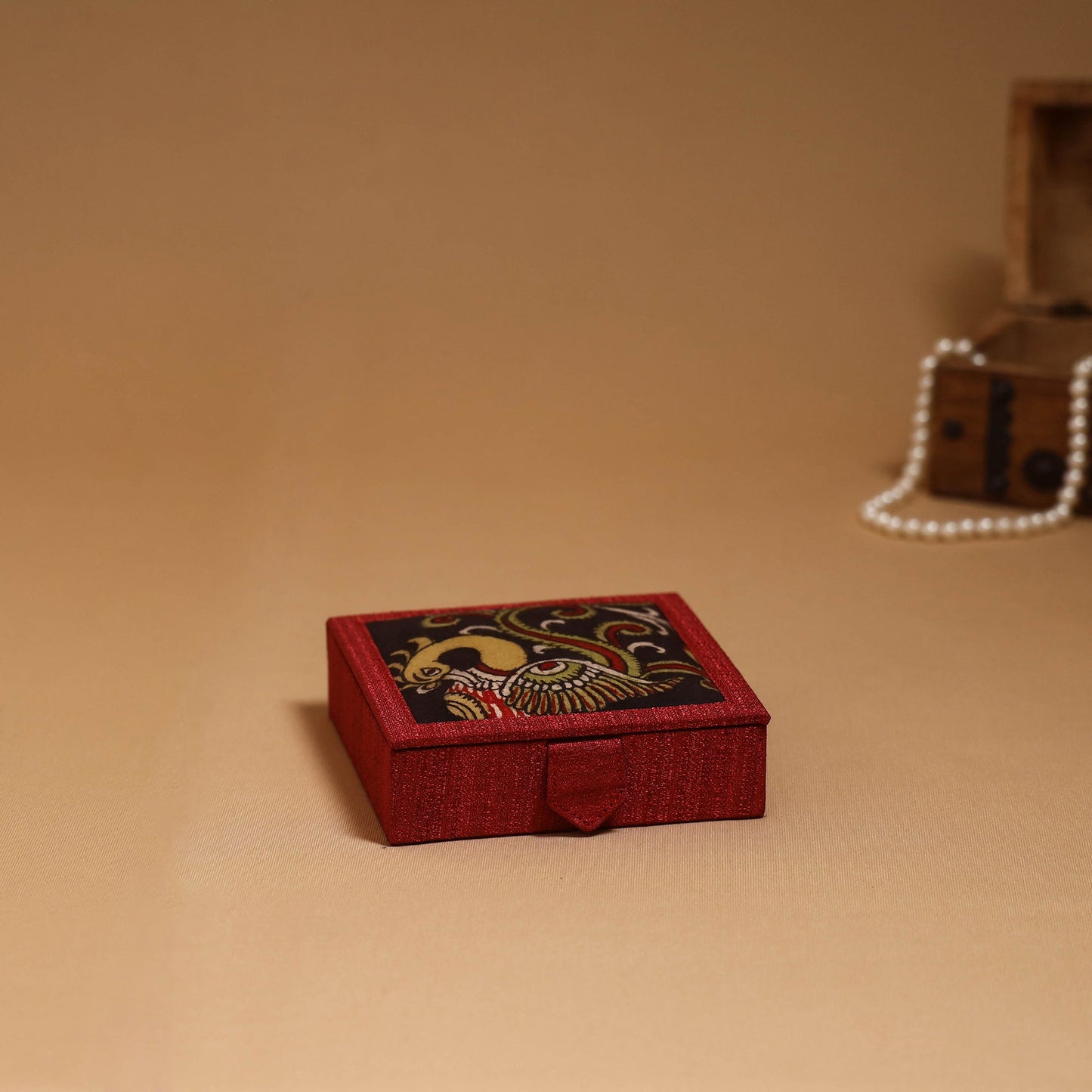 Natural dyed handpainted kalamkari jewellery box 20